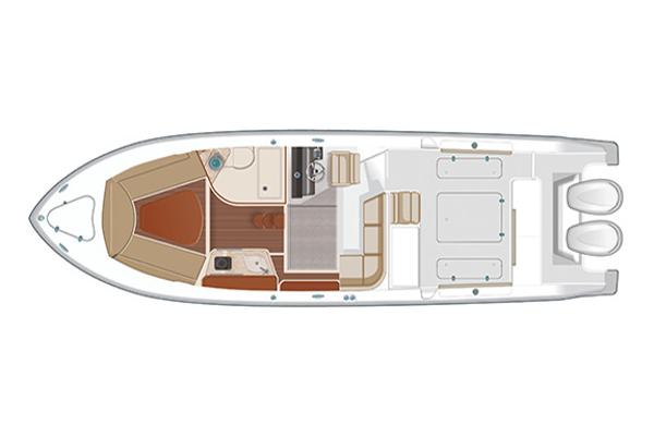 Manufacturer Provided Image: Top view of 2020 Pursuit OS 325 Offshore boat layout.
