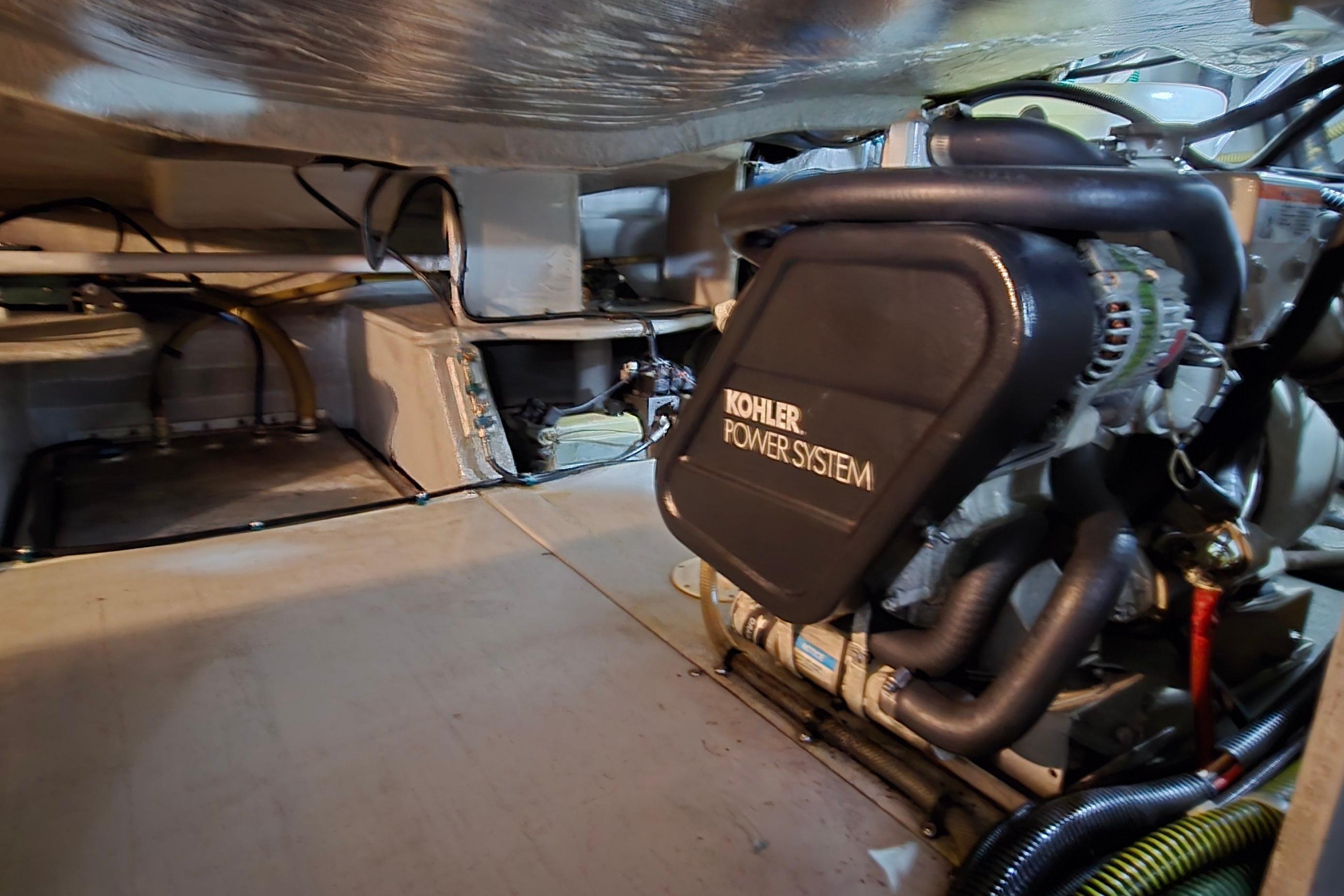 Engine room of 2004 Sunseeker Camargue 50 with Kohler power system.