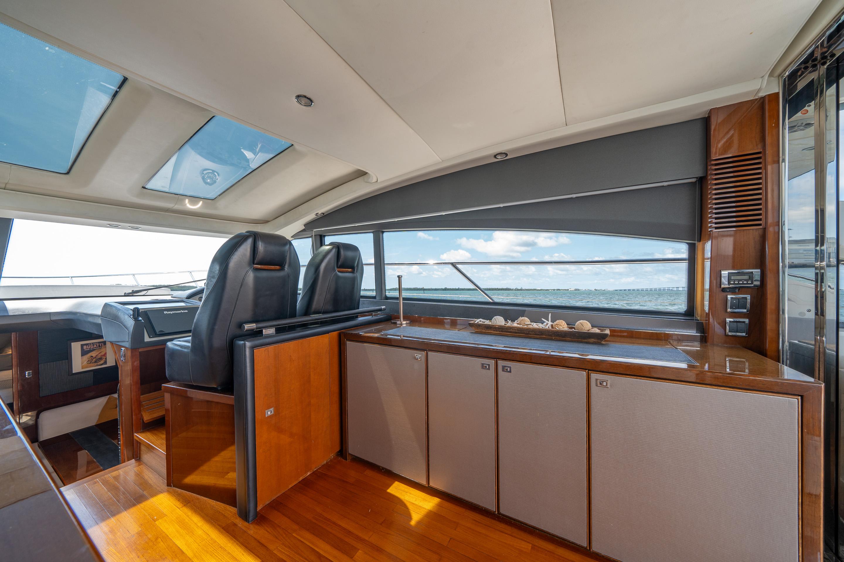 Interior of 2012 Princess V52 yacht with sleek design and ocean view.