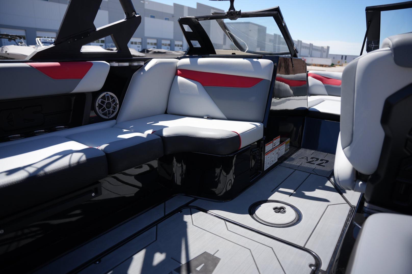 2019 Axis A22 boat interior with modern seating and sleek design.
