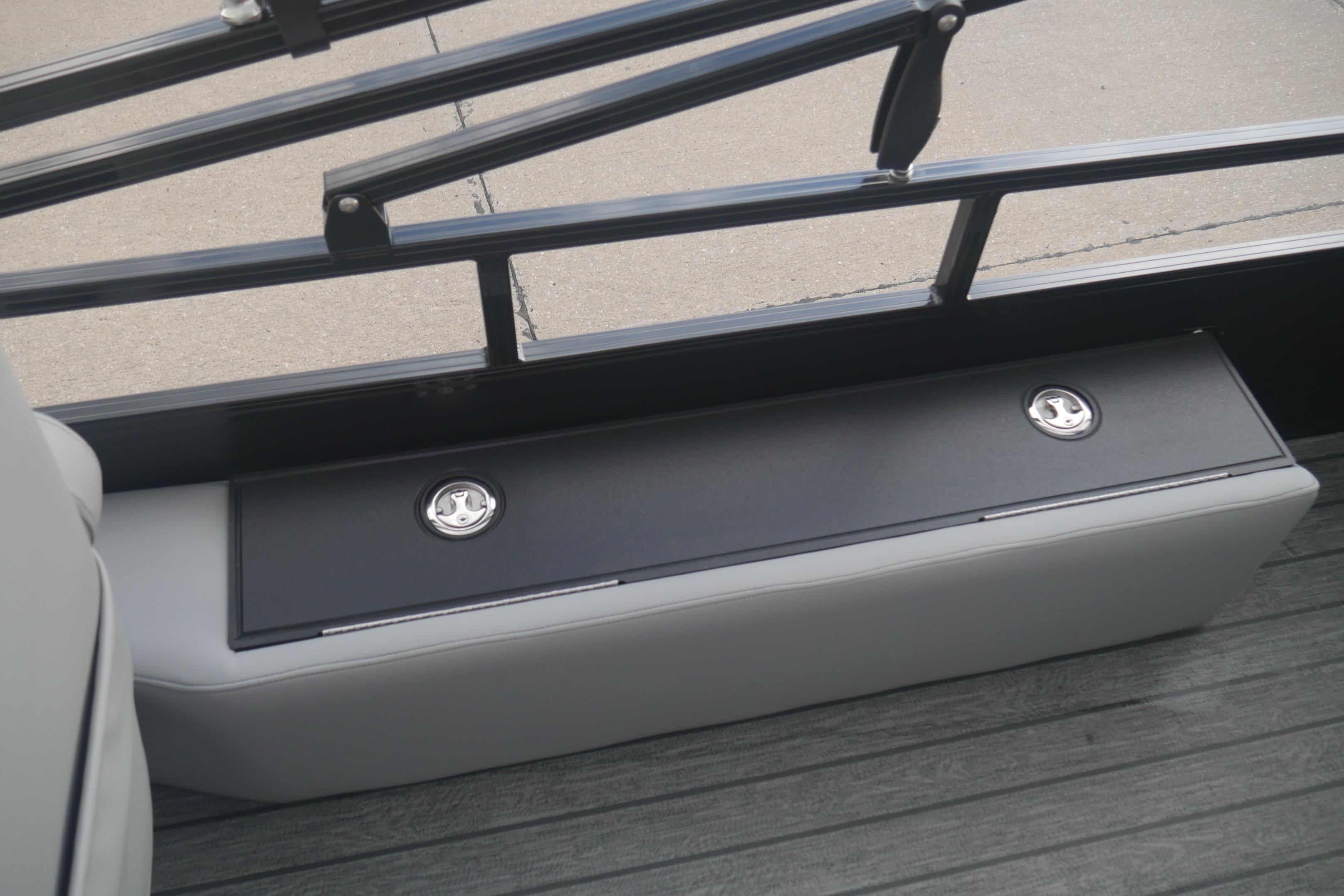 2026 Ranger 220FC boat storage compartment with sleek design and secure latches.