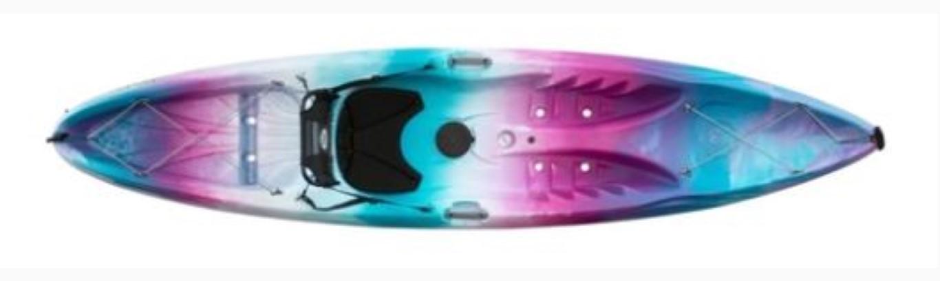 2023 Perception Kayaks Tribe 11.5 in vibrant blue, pink, and white colors.