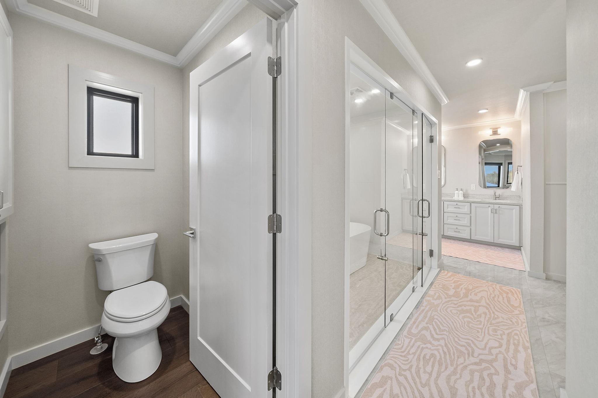 Modern bathroom interior on Breaux Brothers 120 GLV yacht, featuring sleek design and elegant fixtures.