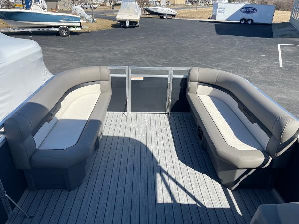 2025 Armada Saphir 23CR pontoon boat interior with spacious seating and modern design.