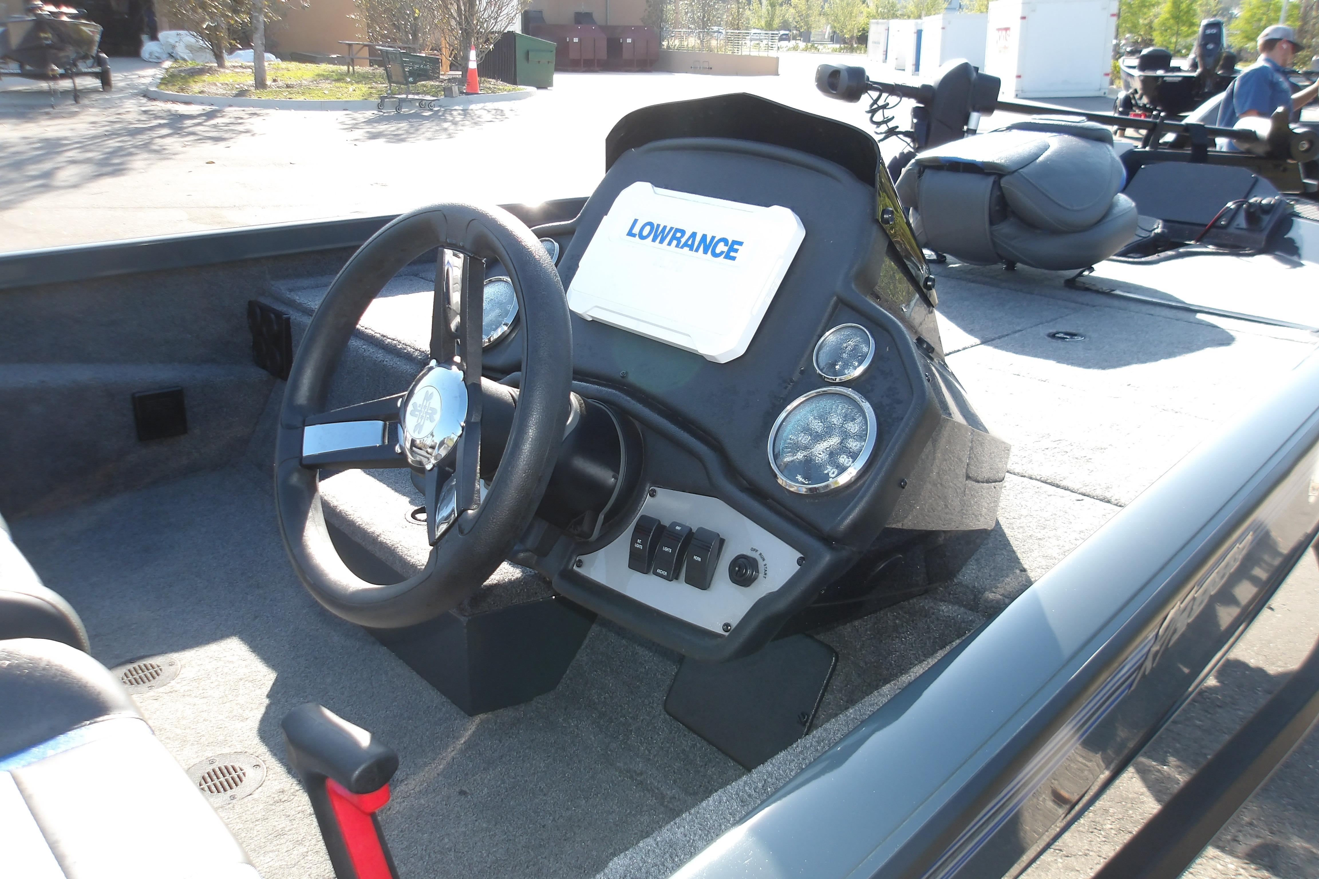 2024 Ranger RT188P boat dashboard with steering wheel and Lowrance electronics.