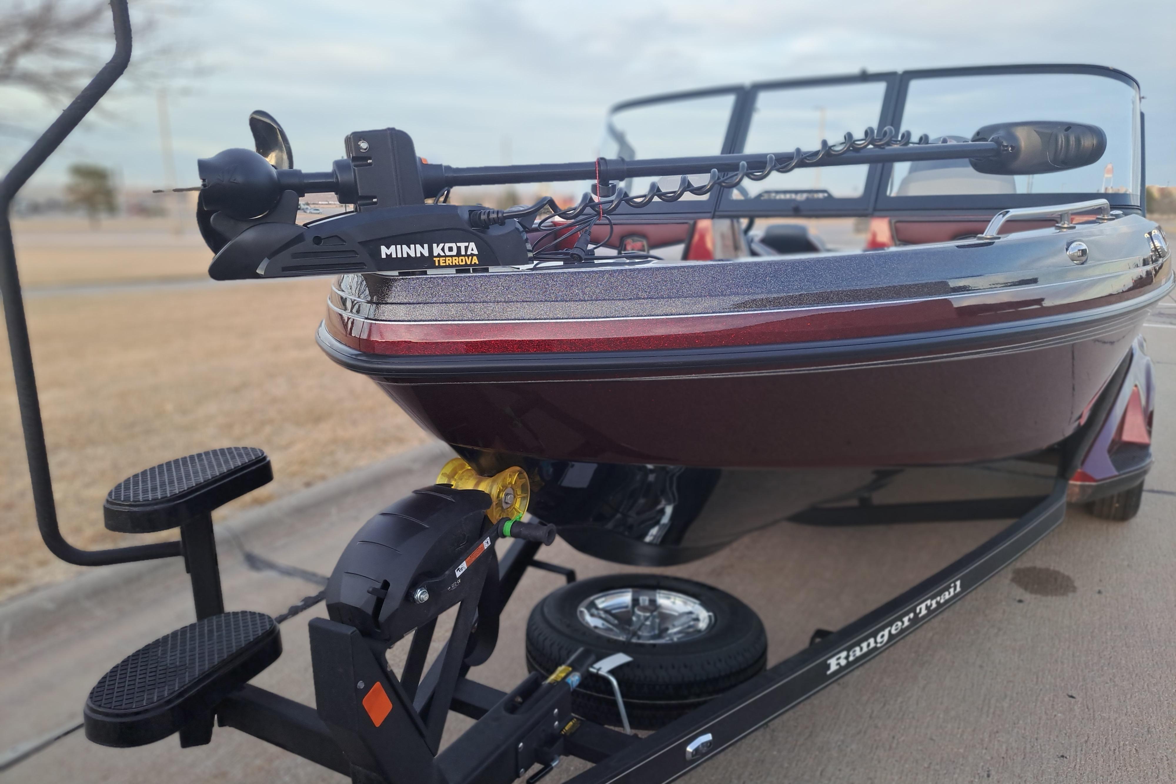2026 Ranger 1850MS boat with Minn Kota Terrova motor on trailer.