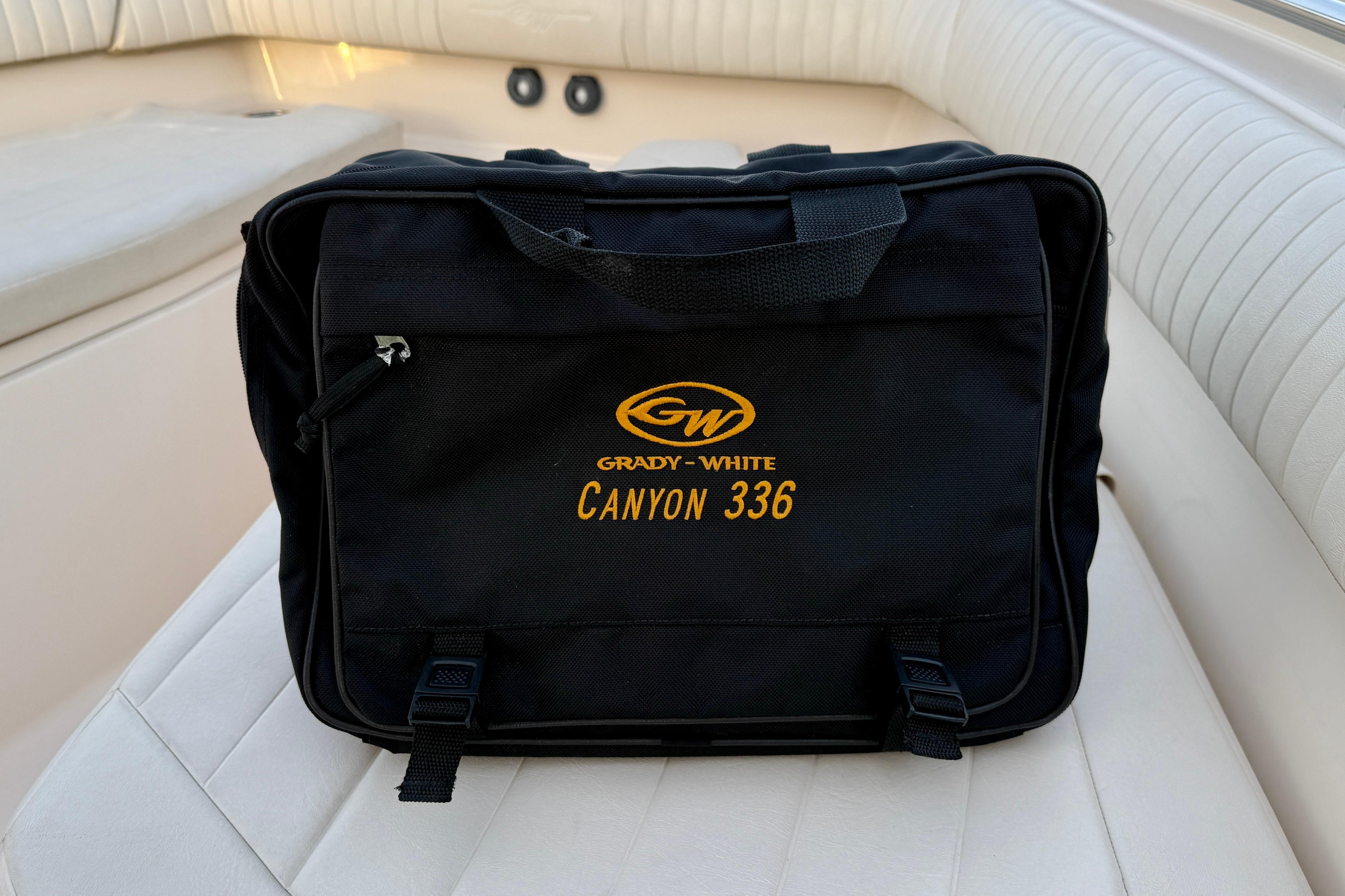 Black Grady-White Canyon 336 bag on boat seat, 2012 model.