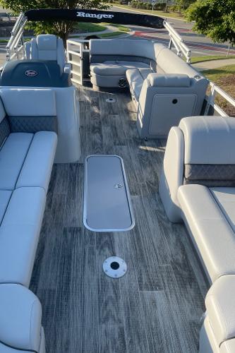 2024 Ranger Reata 223C boat interior with spacious seating and modern design.
