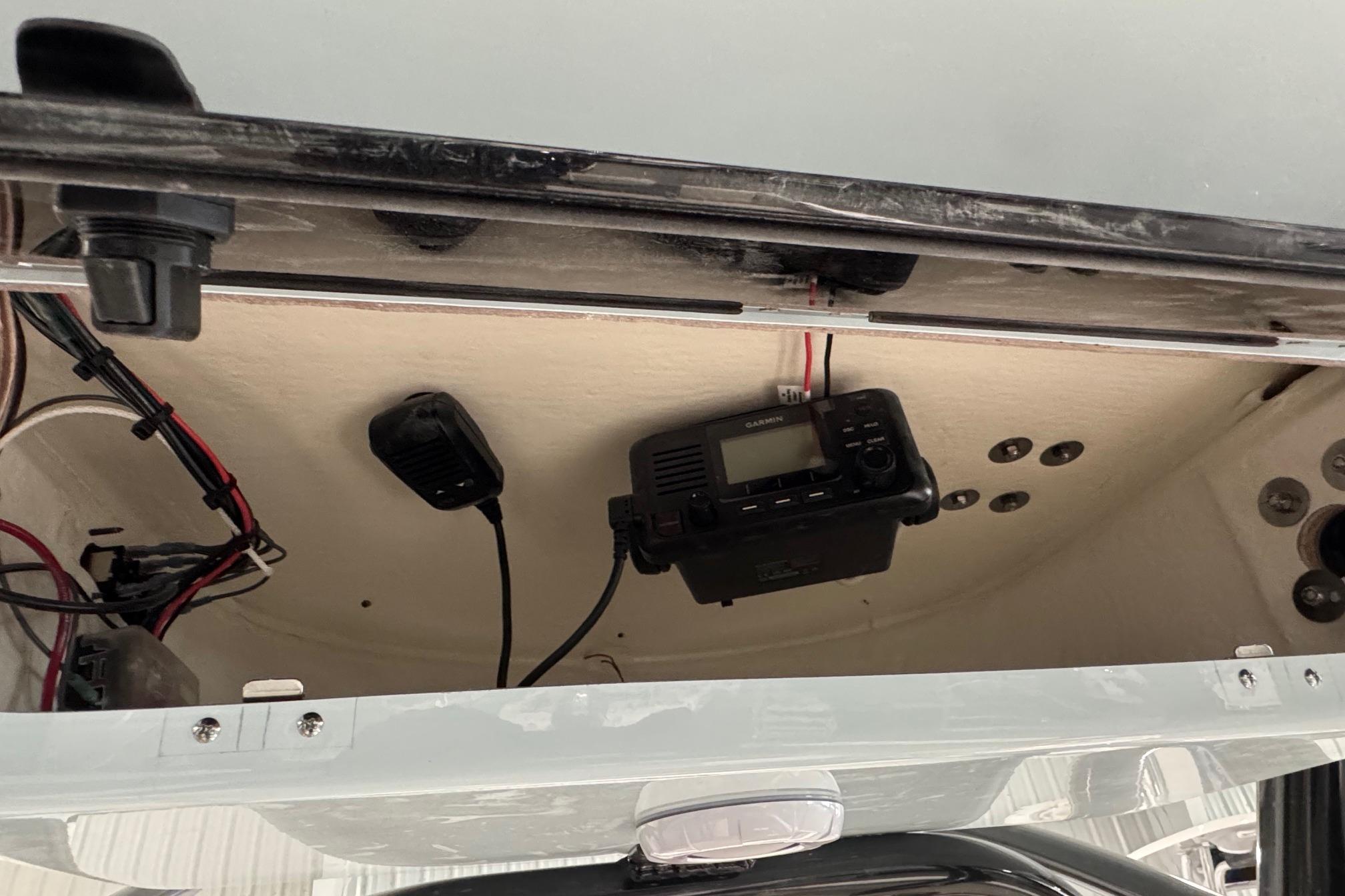 Interior electronics of 2026 Key West 239 FS boat, featuring a Garmin device.
