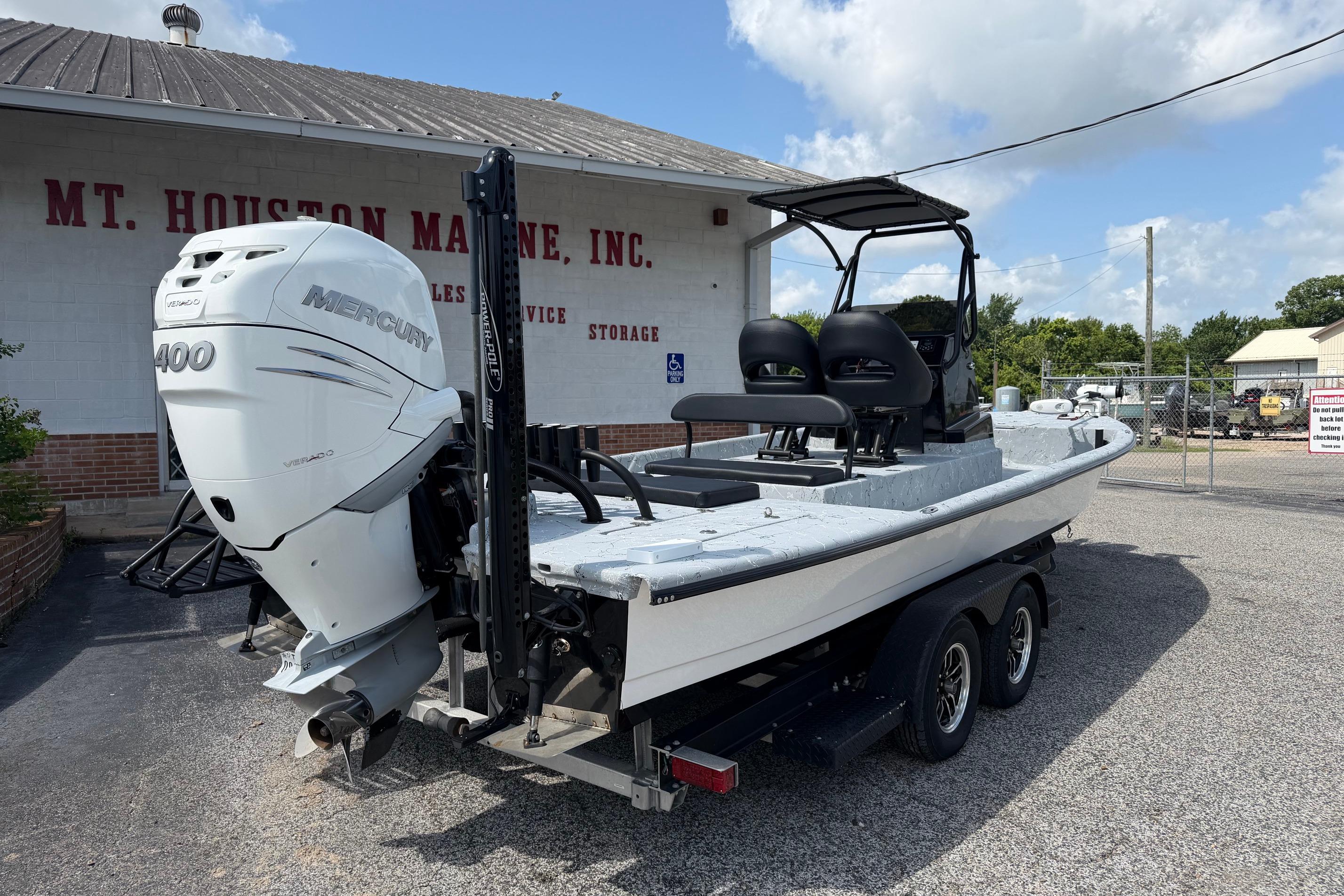 2023 Haynie 23 Super Cat boat with Mercury 400 engine at Mt. Houston Marine.