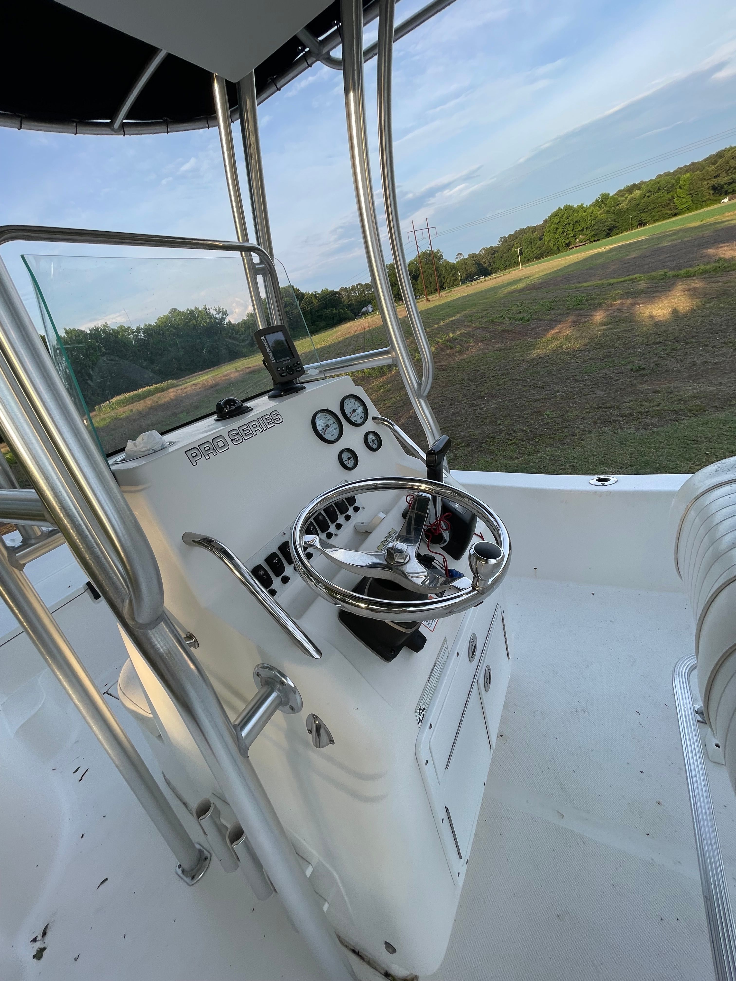 The image shows the helm of a 2012 Sea Fox 200XT boat.