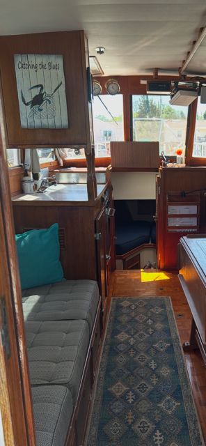 Interior of a 1980 Grand Banks 32 Sedan yacht.