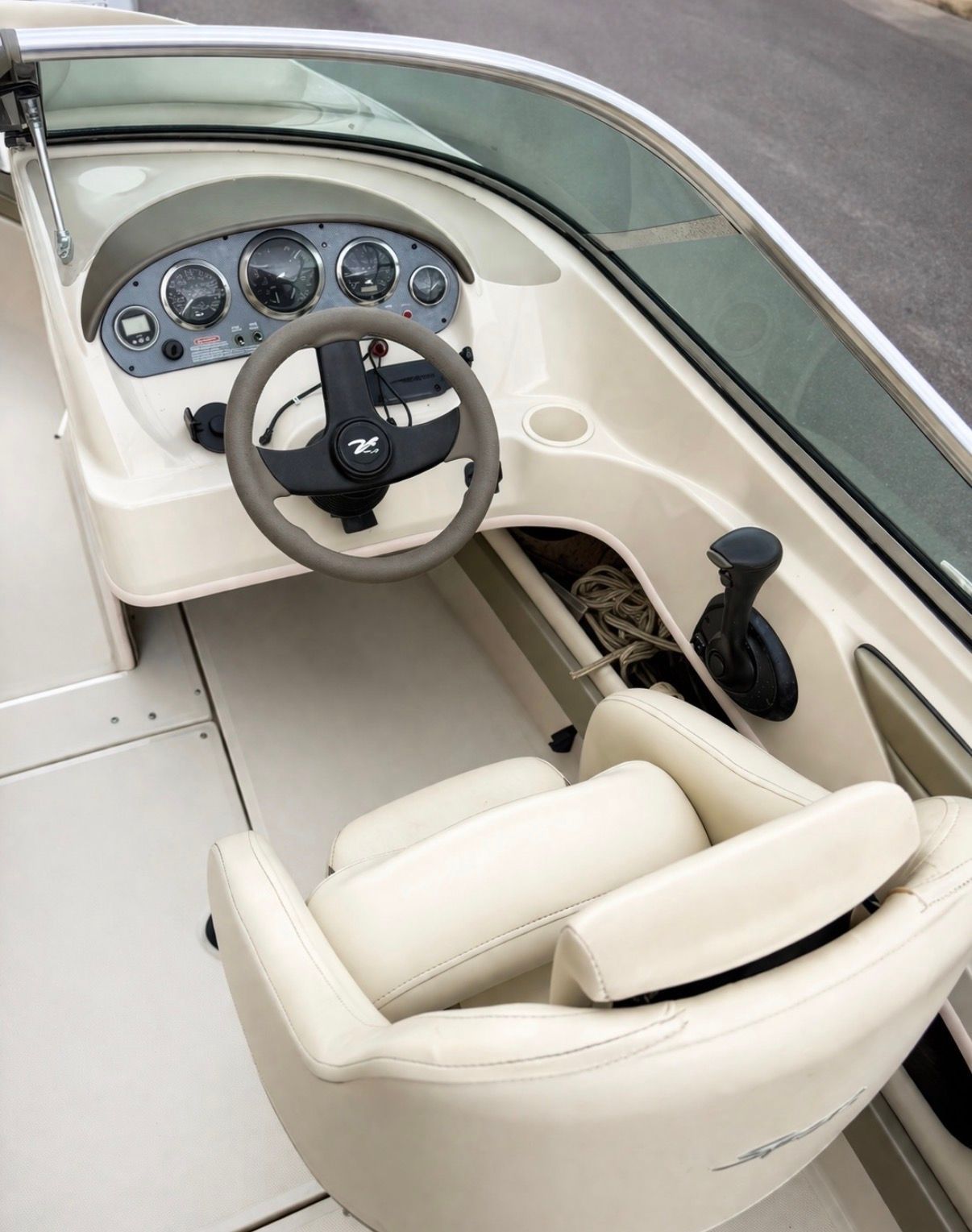 Interior of a 2005 Sea Ray 200 Sport boat.