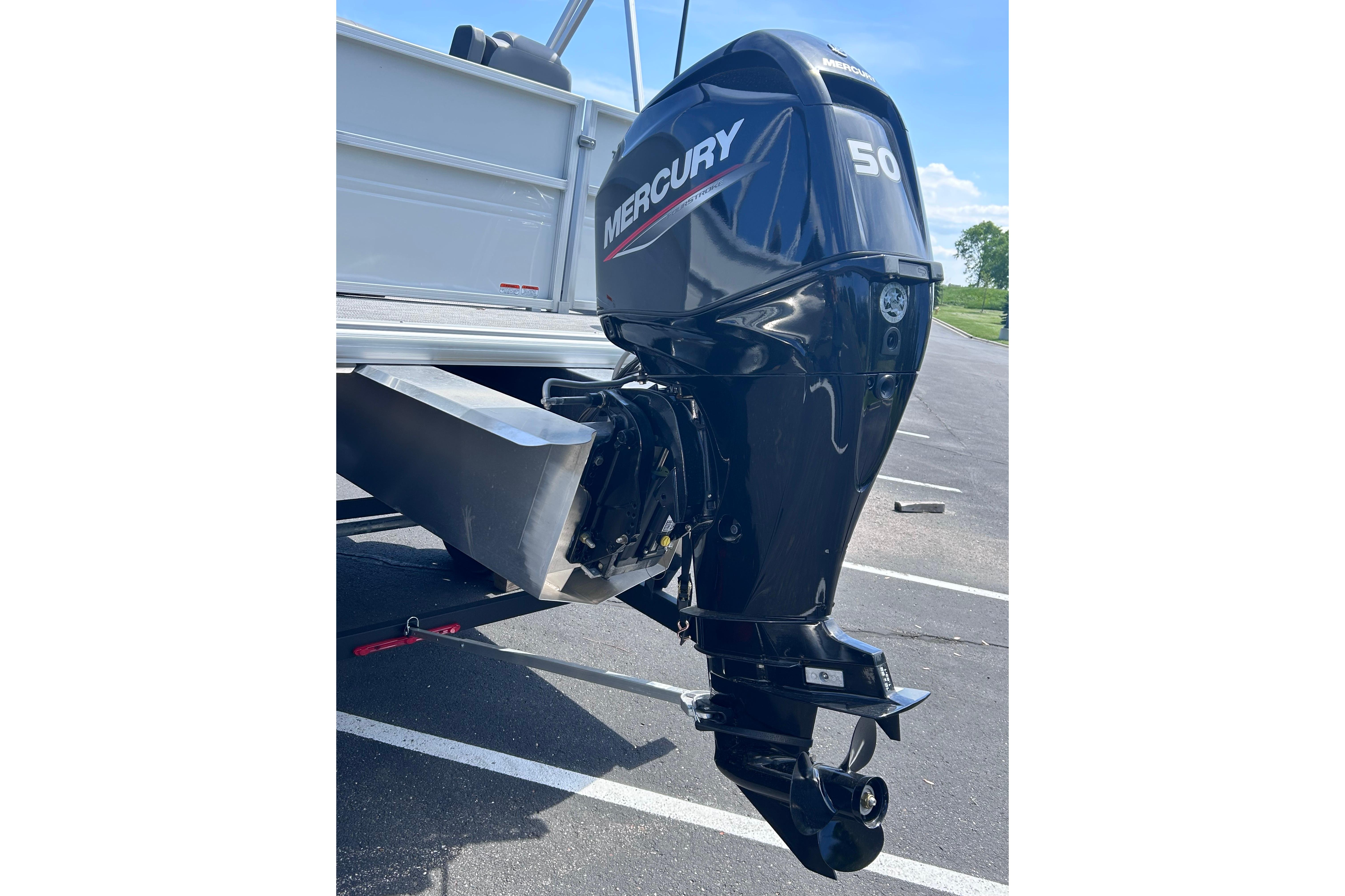 2026 Sun Tracker Party Barge 16 DLX with Mercury 50 outboard motor.