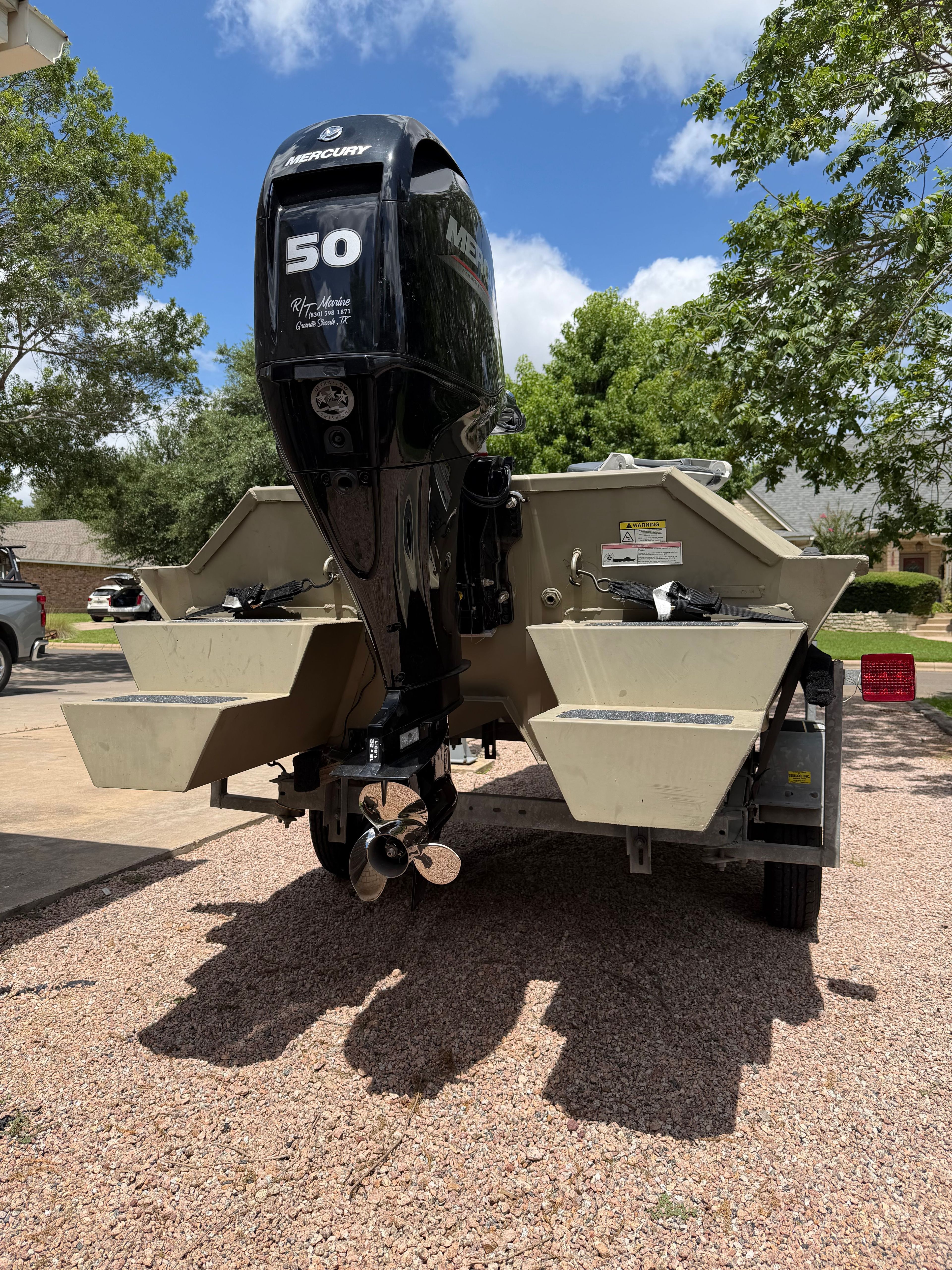2008 Alumacraft Fisherman 160 Tiller with Mercury 50 HP engine.