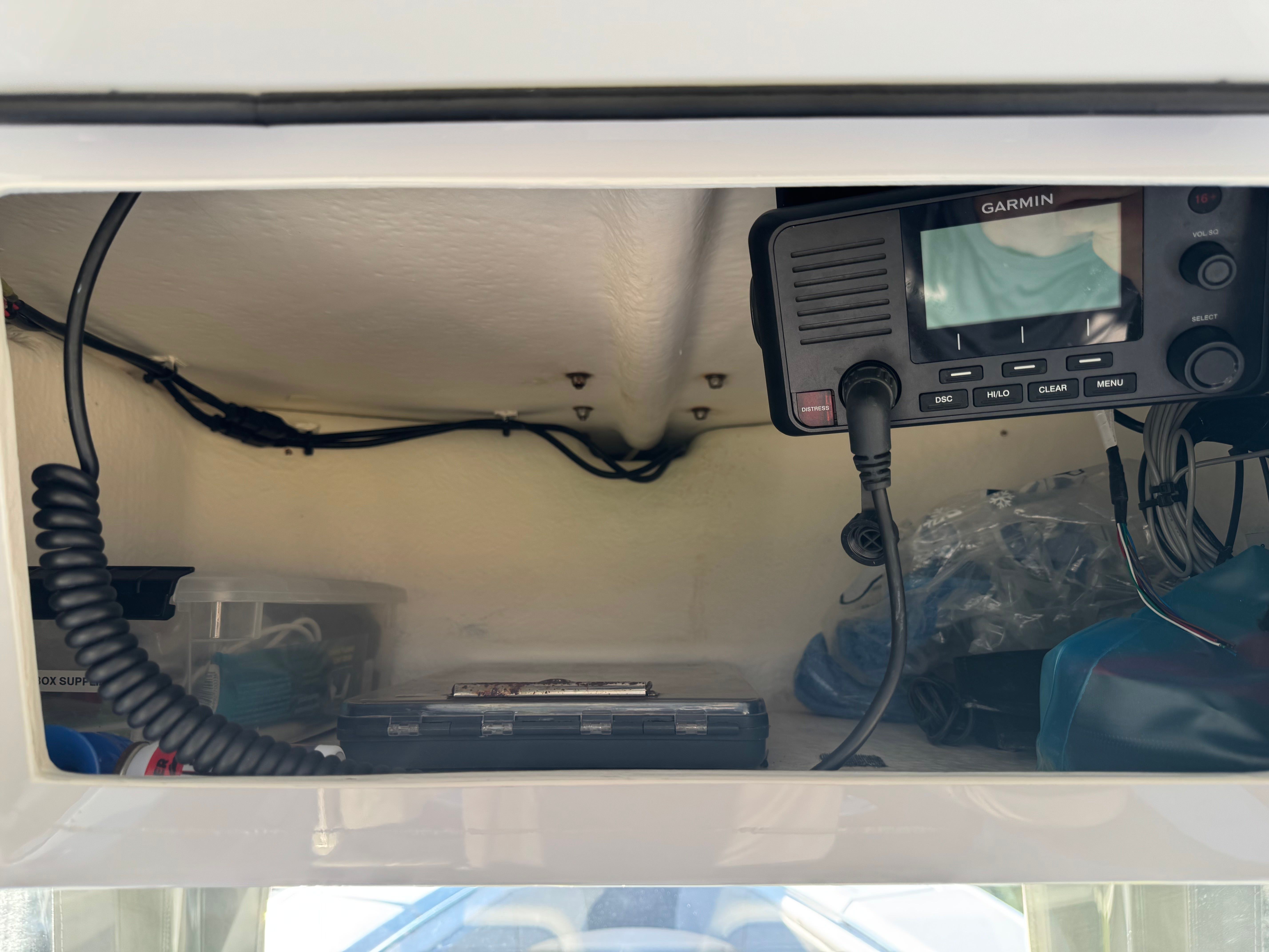 Interior view of 2021 Cape Horn 32 XS with Garmin device.