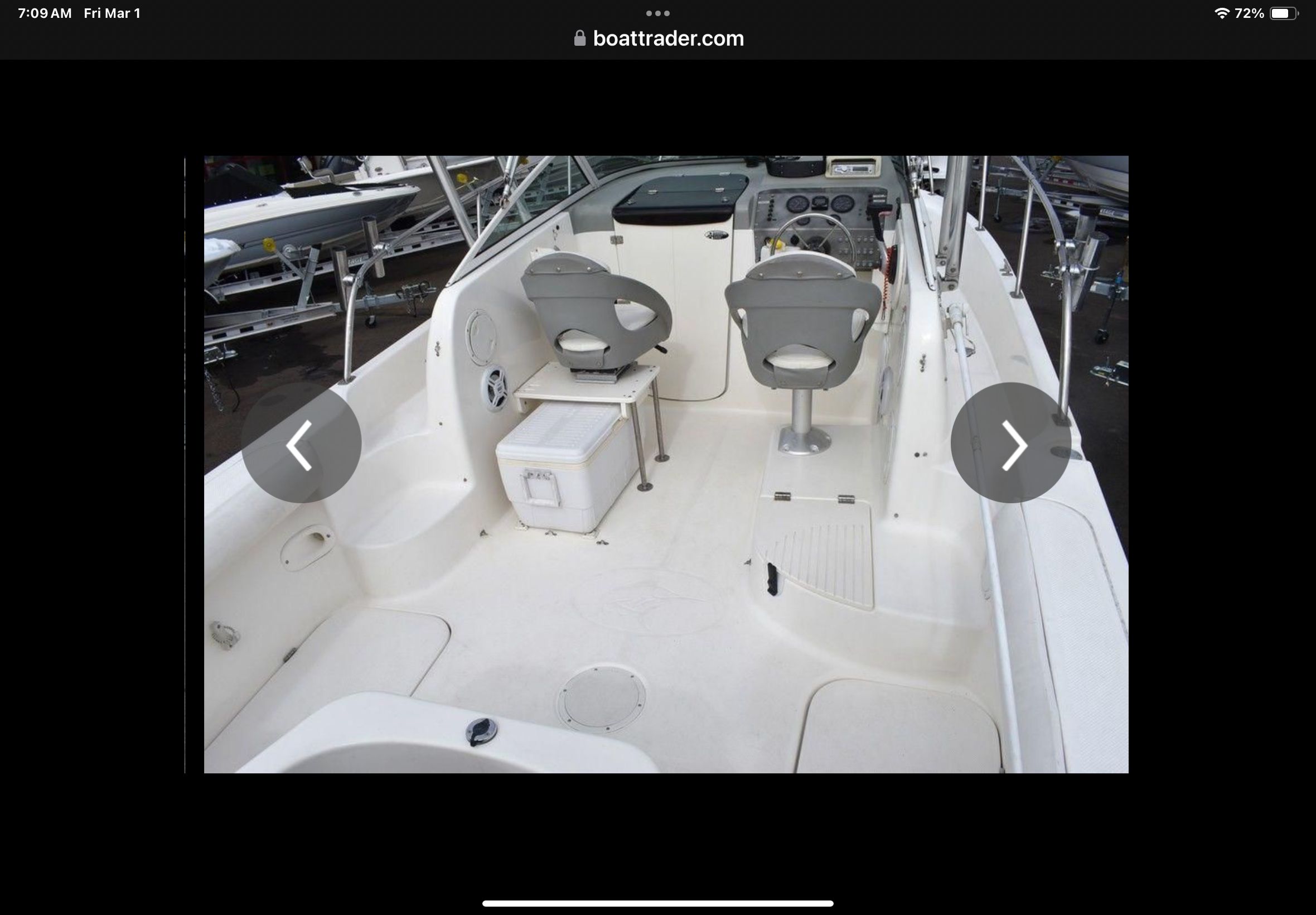 Interior view of a 2008 Trophy 22 WA boat with helm station.