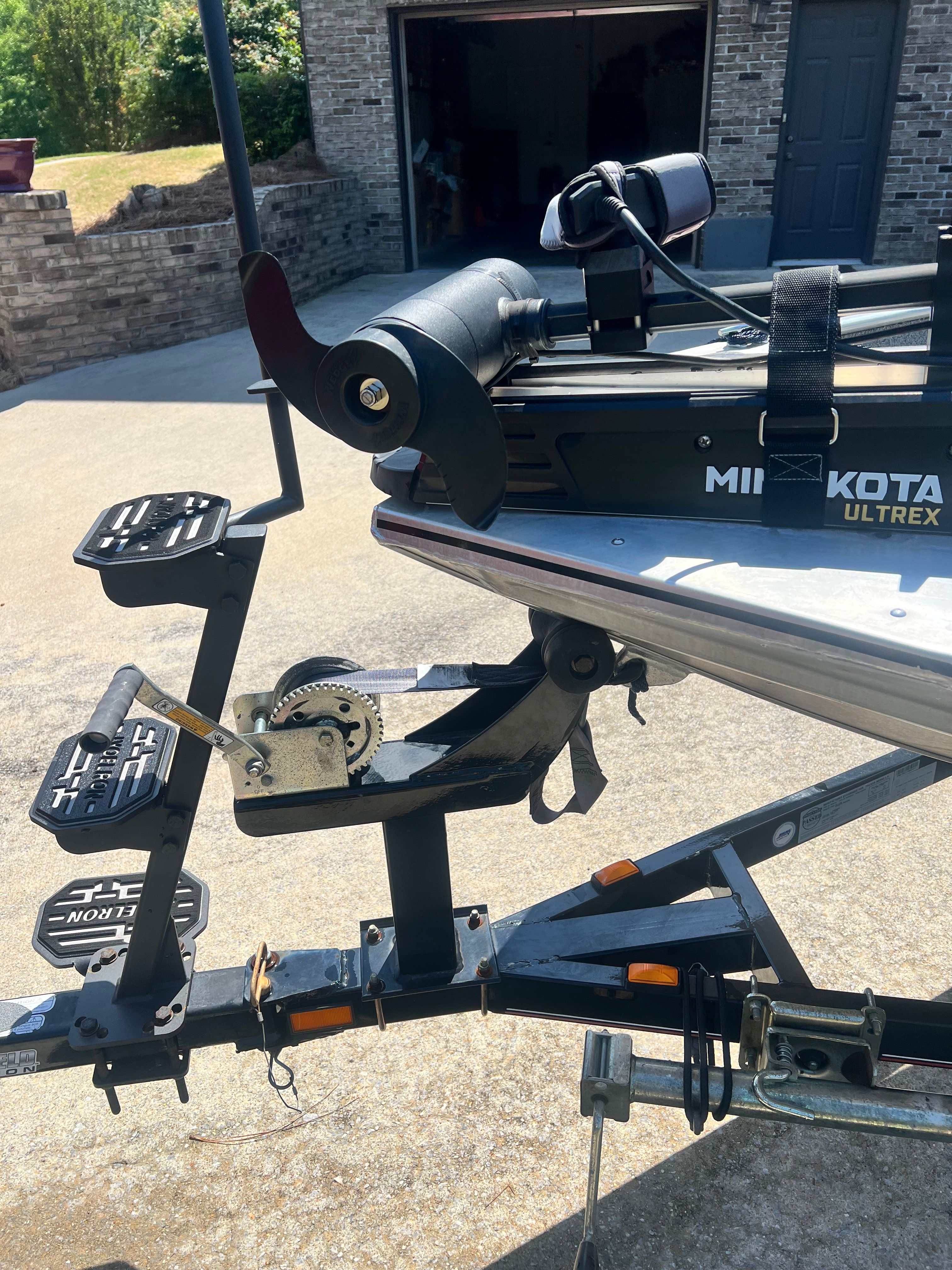 Bass Tracker Pro 170 boat trailer with Minn Kota Ultrex motor.