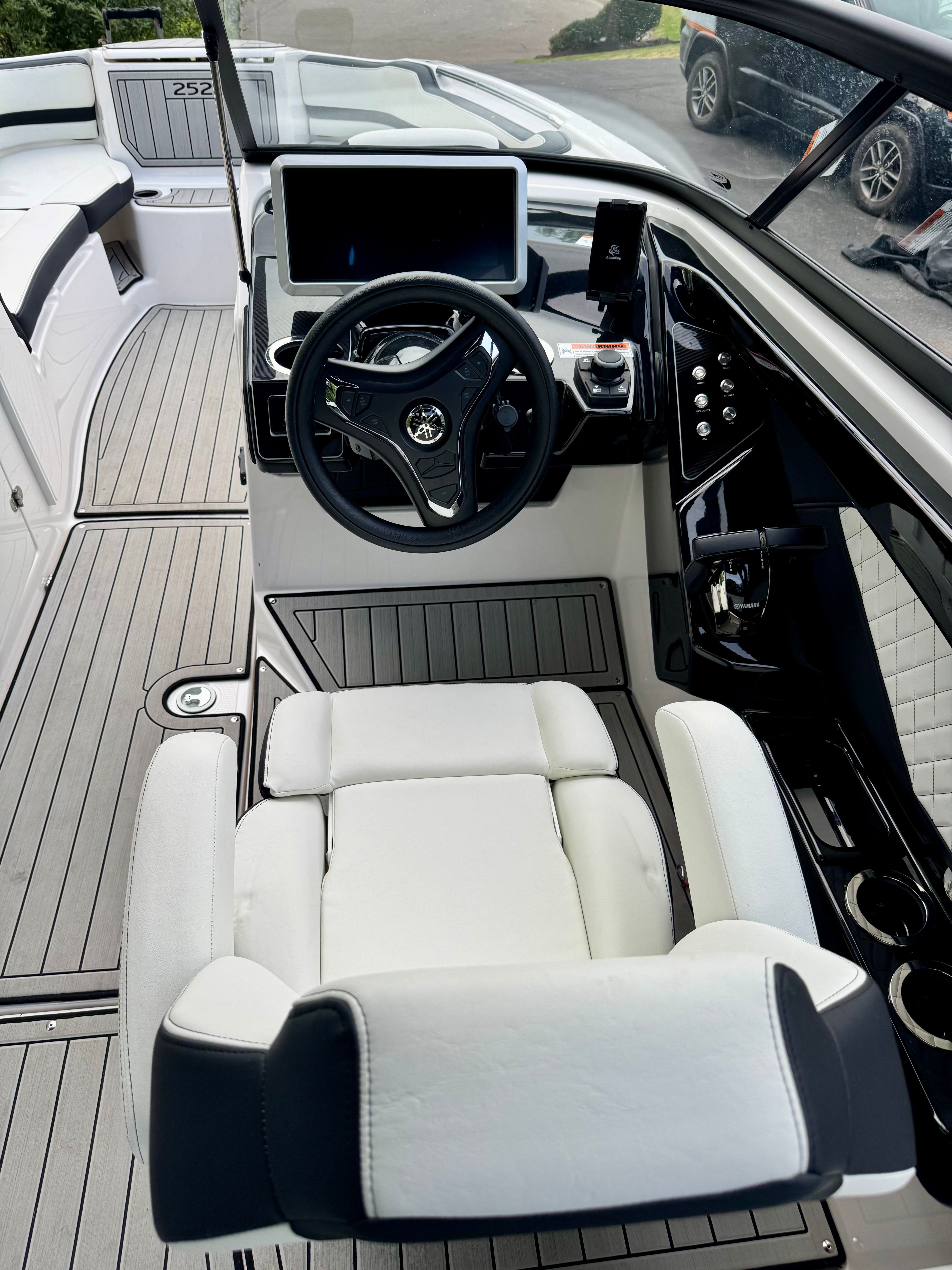 Interior of 2025 Yamaha Boats 252SD with modern helm station.
