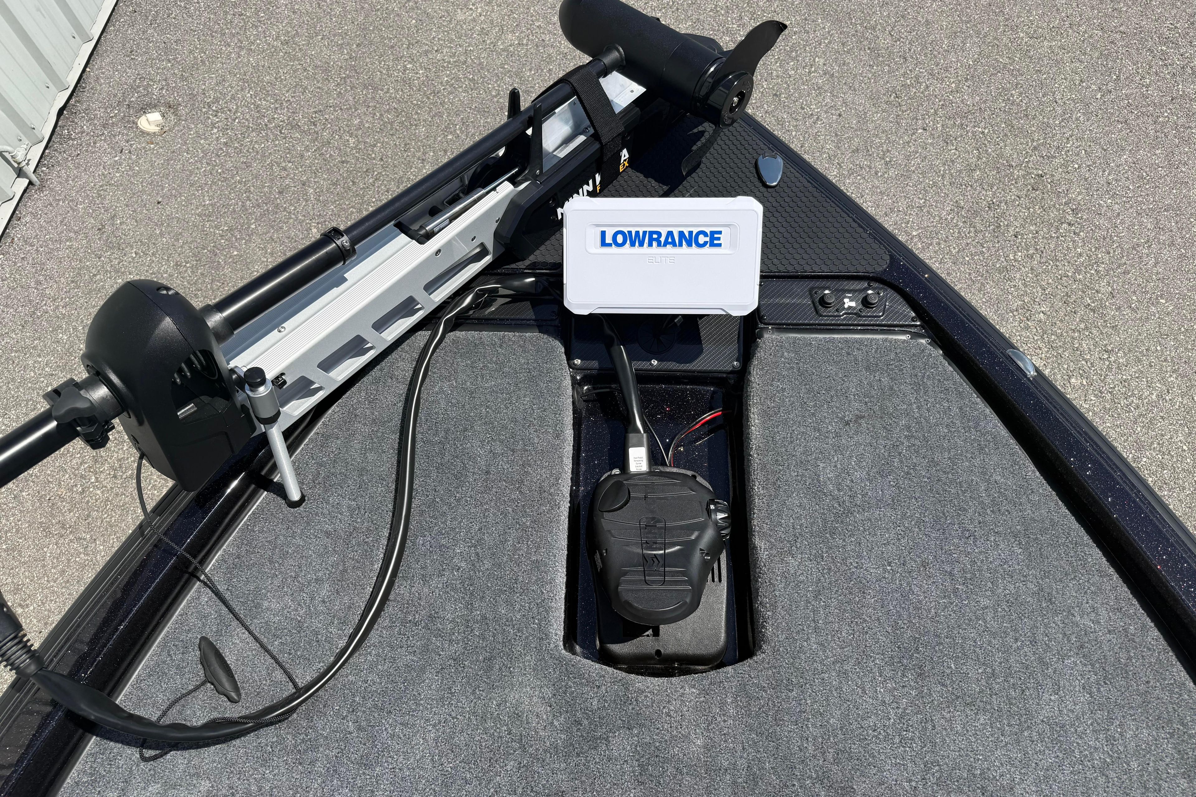 Front deck of 2027 Phoenix 919 ZXL boat with Lowrance electronics.