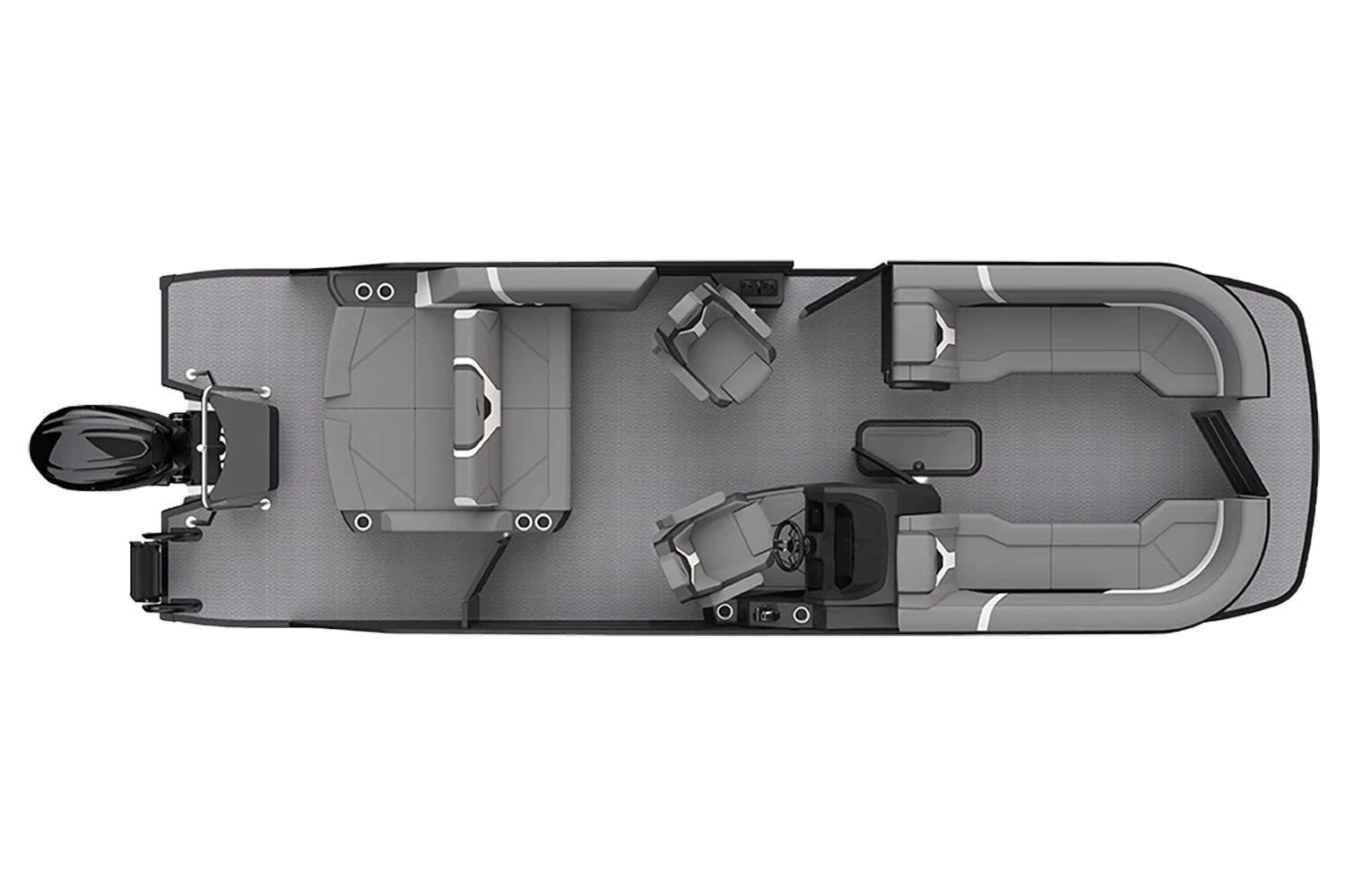 Manufacturer Provided Image: Top view of 2026 Evotti 725CS pontoon boat layout with seating and motor.