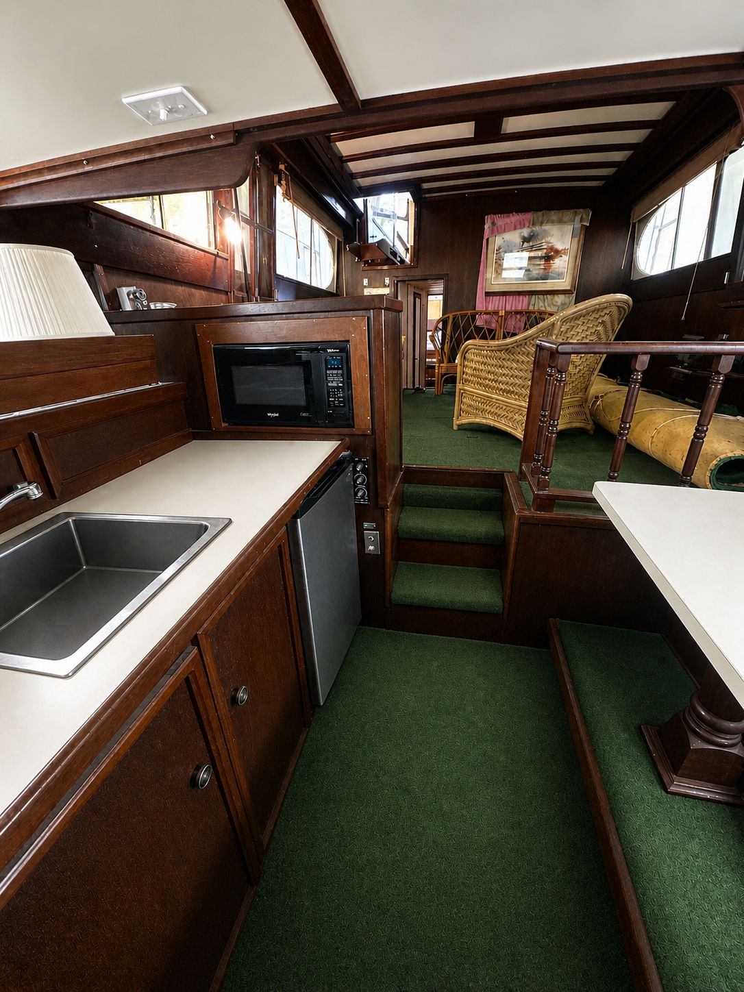 Interior of a 1951 Chris-Craft 50 Catalina yacht.