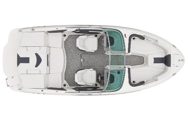 Manufacturer Provided Image: 2018 Chaparral 21 H2O Sport boat interior, top view, white and gray seating.