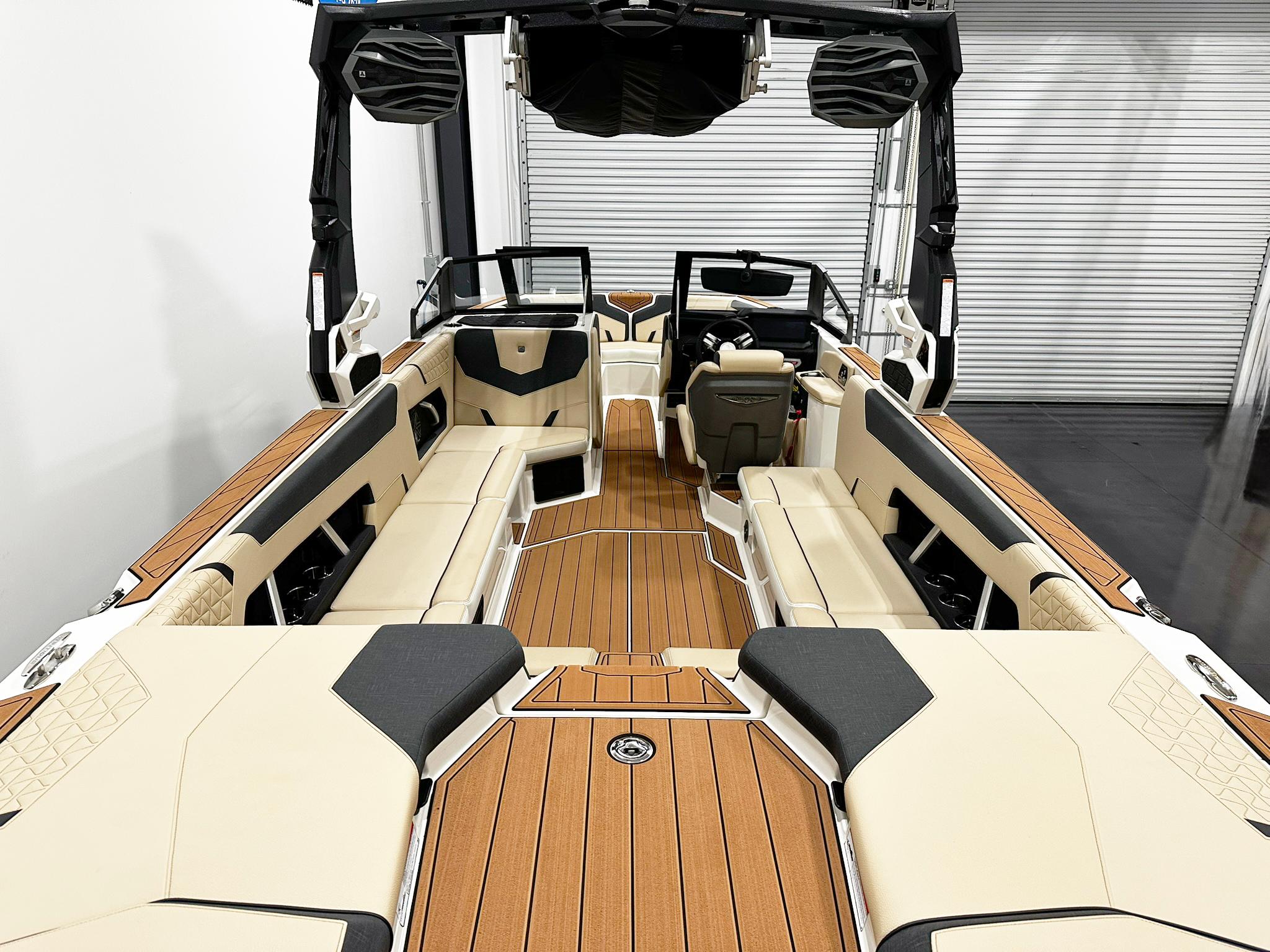 2026 Nautique GS24 boat interior with luxurious seating and modern design.