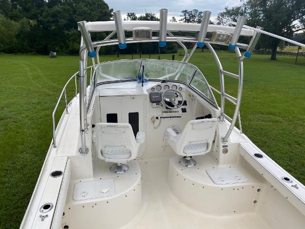 2008 Sea Fox 236WA Pro Series boat interior with dual seats and control panel.