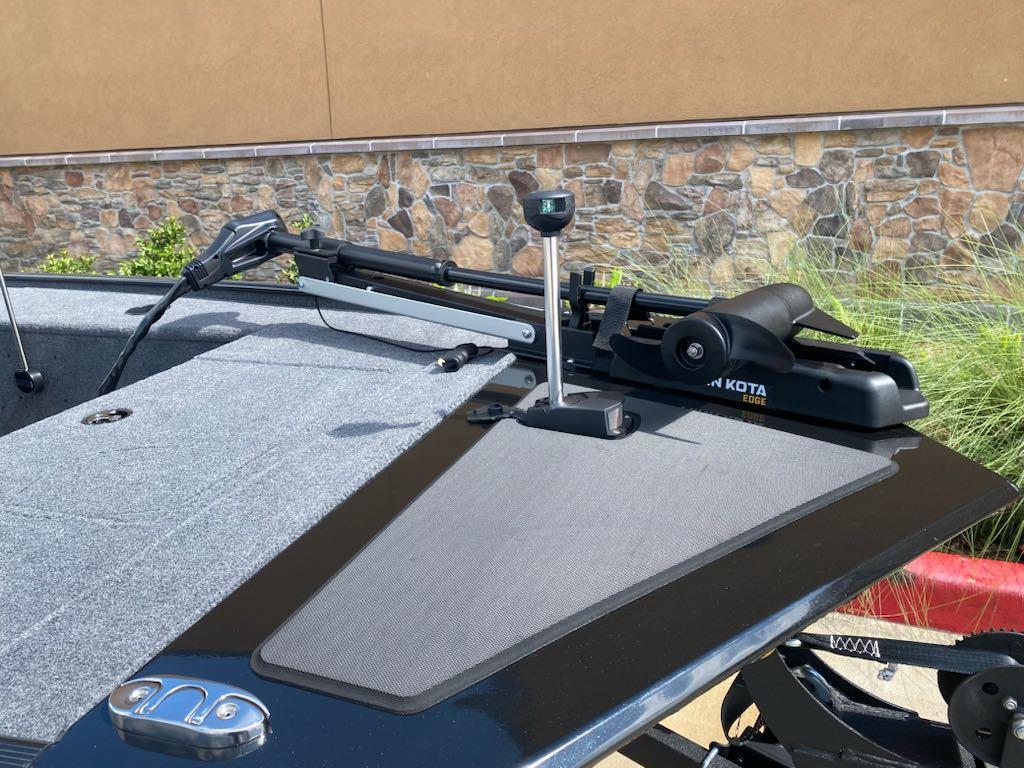 2025 Tracker Panfish 17 boat with Minn Kota trolling motor on deck.