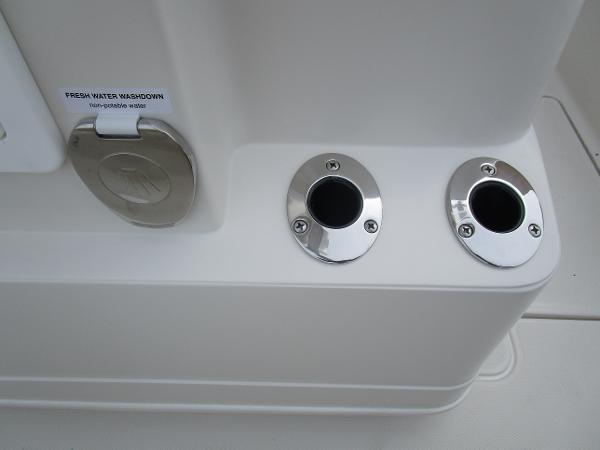2024 Ranger 2360 Bay boat fresh water washdown and rod holders.
