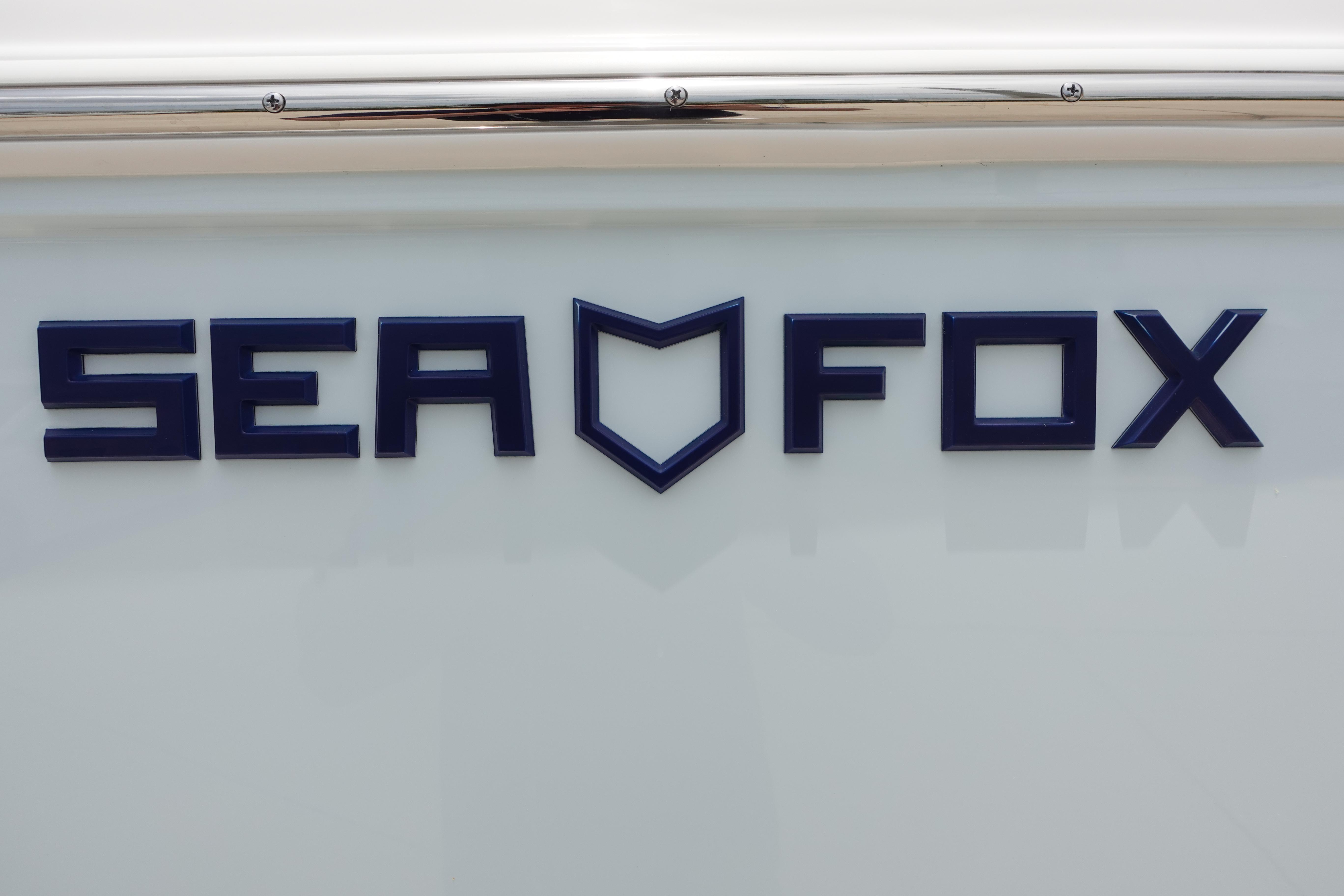 Sea Fox 248 Commander 2025 logo on boat exterior.