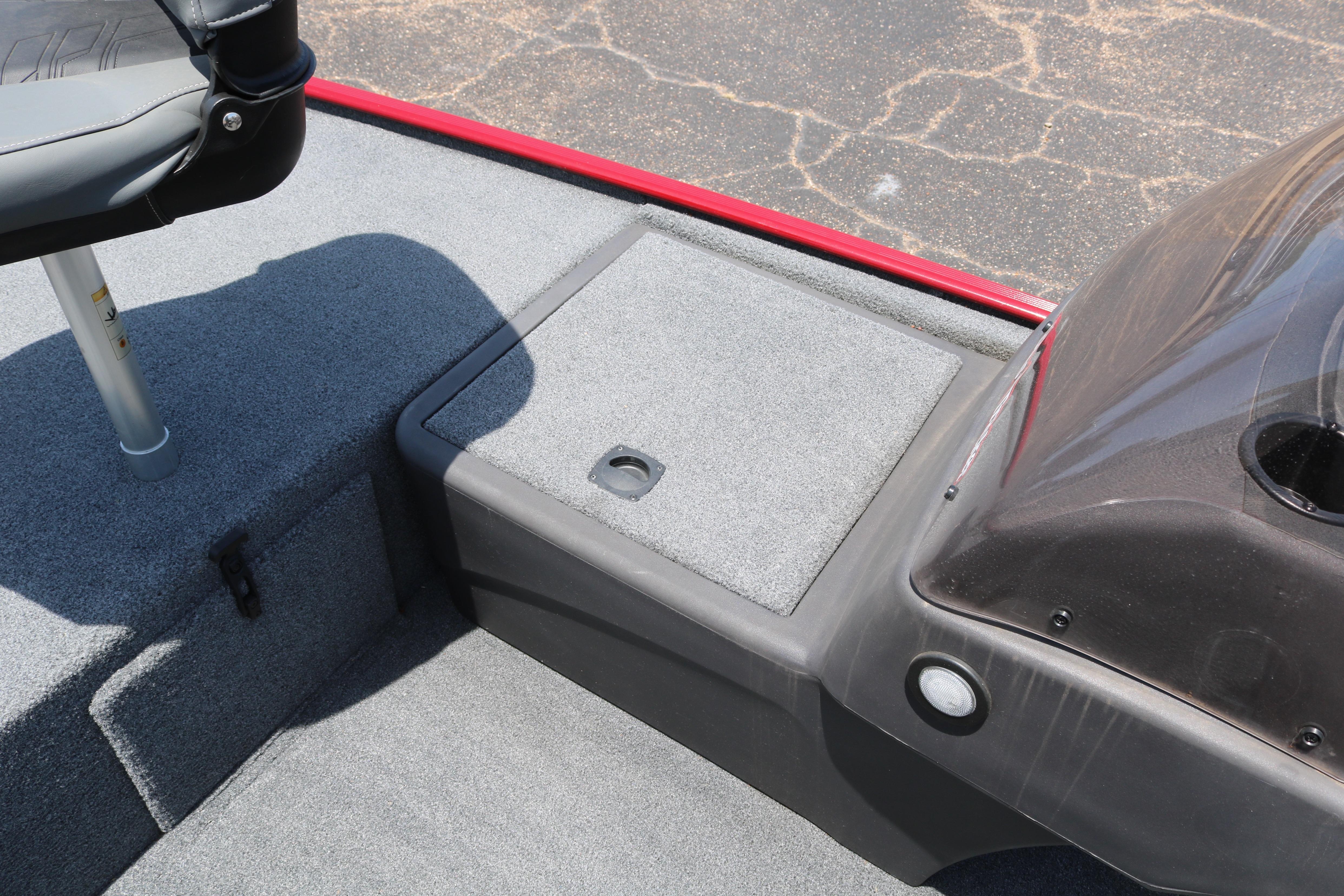 2021 Tracker Bass Tracker Classic XL boat interior with seating and storage compartment.