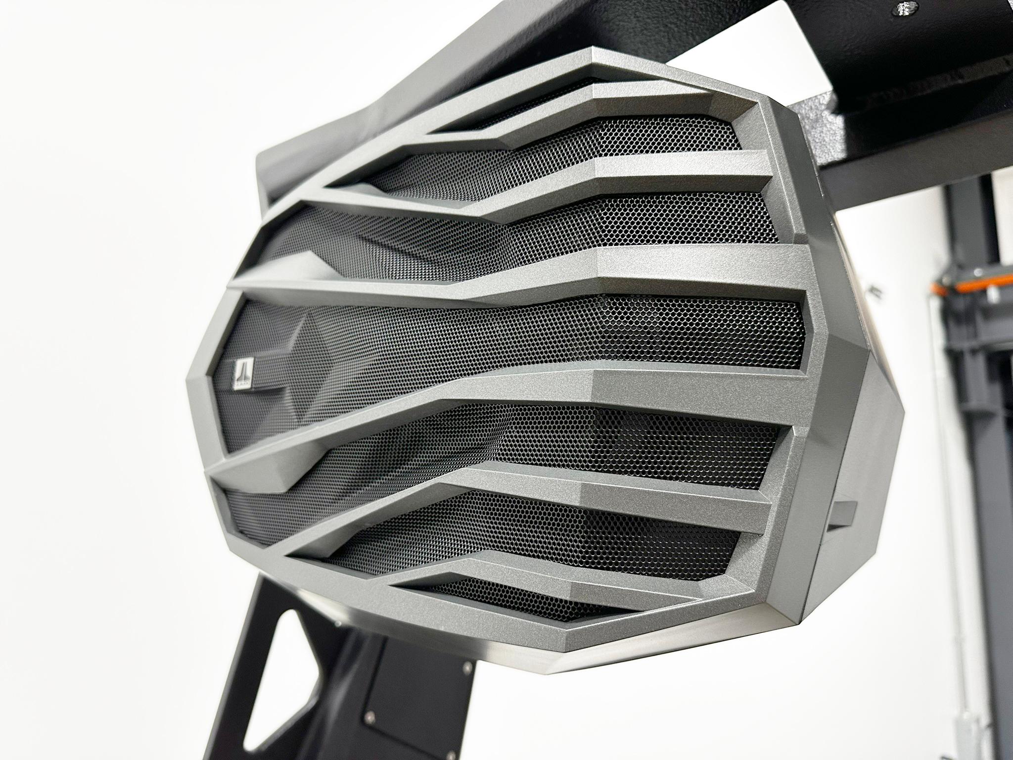 2026 Nautique GS24 boat speaker with modern, angular design and metallic finish.