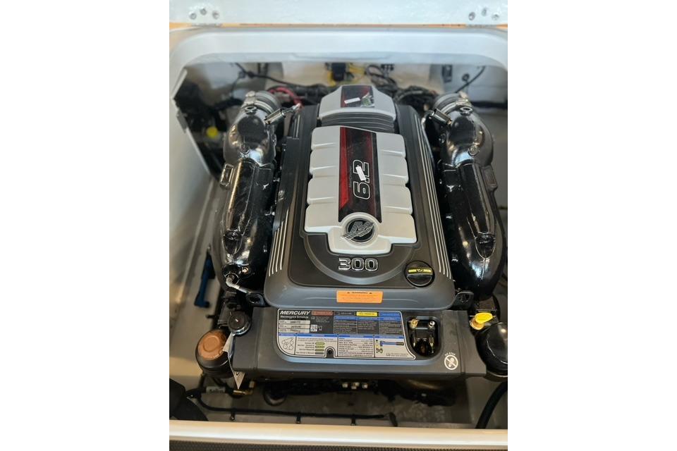 2025 Chaparral 247 SSX boat engine, featuring a 6.2L Mercury 300 horsepower motor.