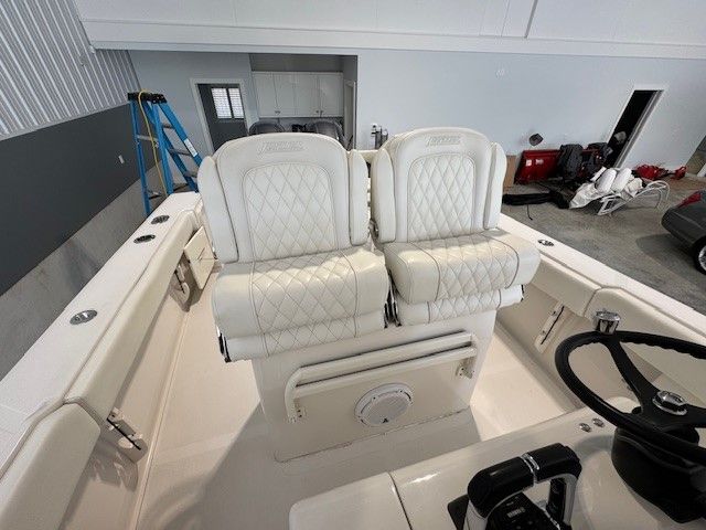 Interior of a 2020 Jupiter 26 FS Center Console boat.