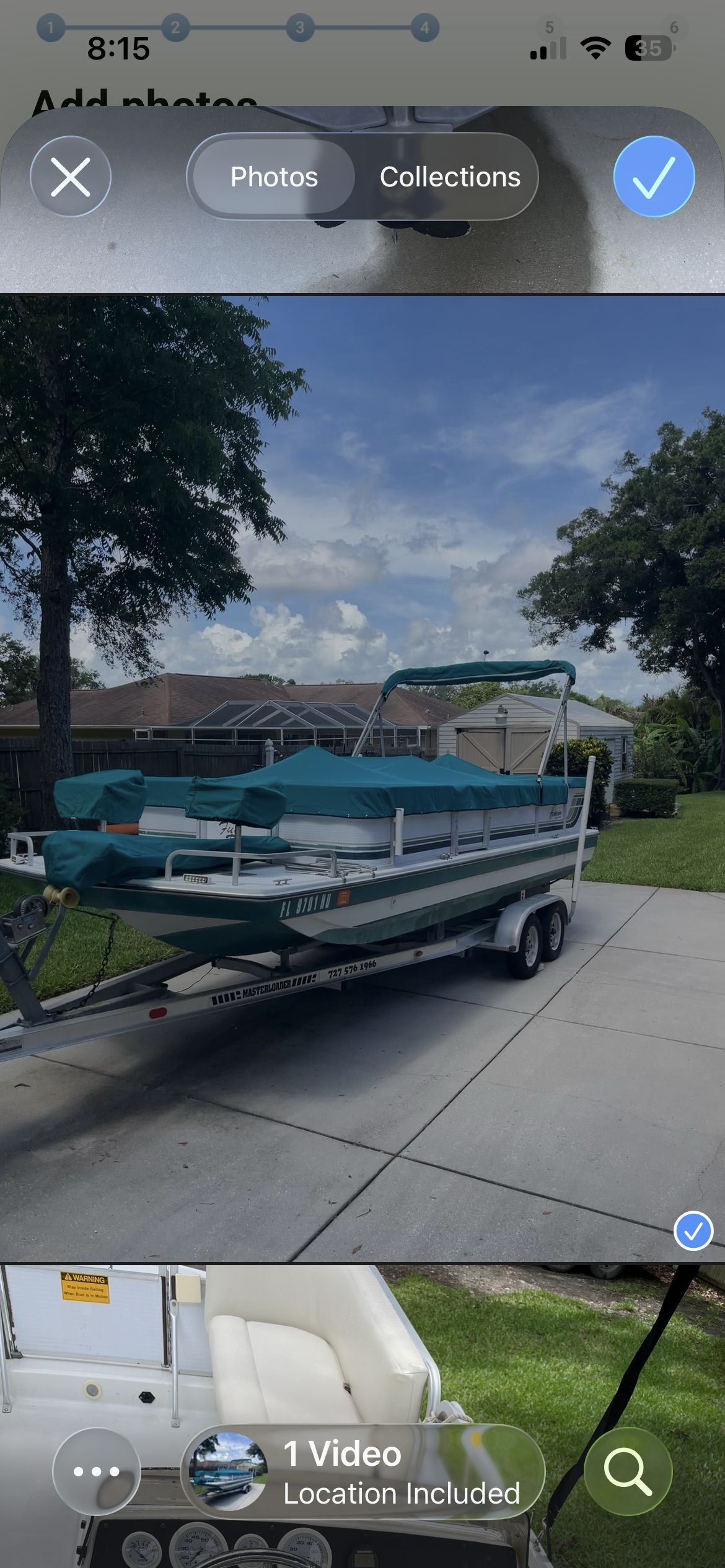 1993 Hurricane Fun Deck boat on trailer in driveway.