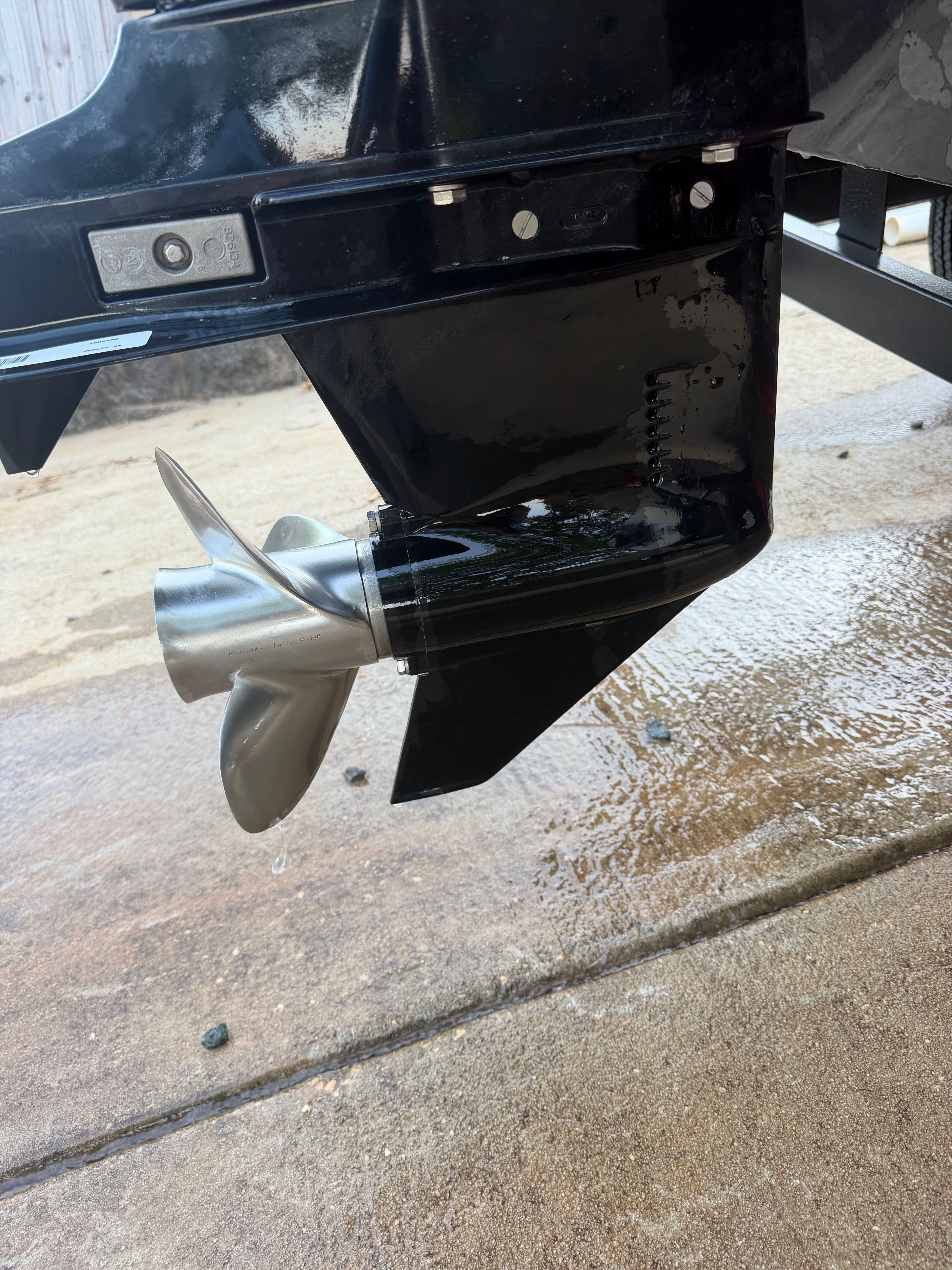 Close-up of a boat propeller on a 2023 Bass Tracker Classic XL.