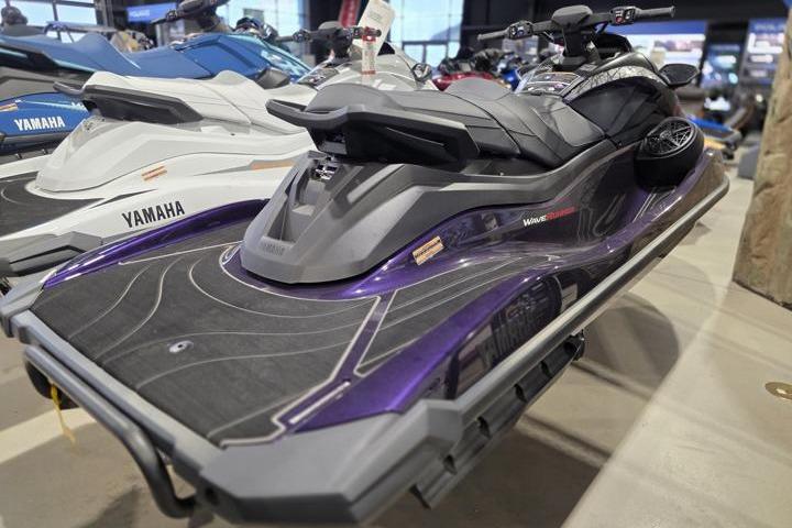 2026 Yamaha WaveRunner GP HO in showroom, featuring sleek design and vibrant purple accents.