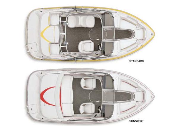 Diagram of the 2007 Four Winns 200 Horizon with Standard and Sunsport layout.