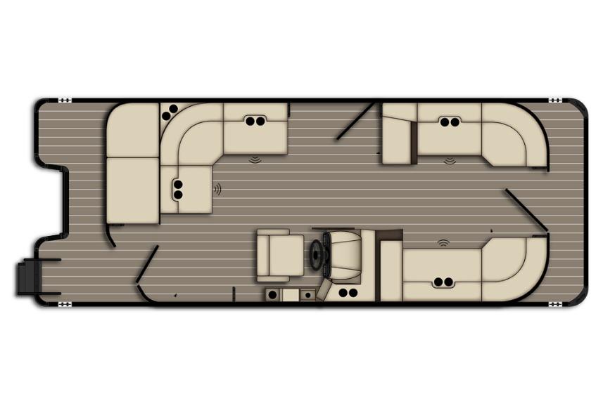 Floor plan of 2026 Bentley Pontoons Legacy 223 Cruise, featuring spacious seating layout.