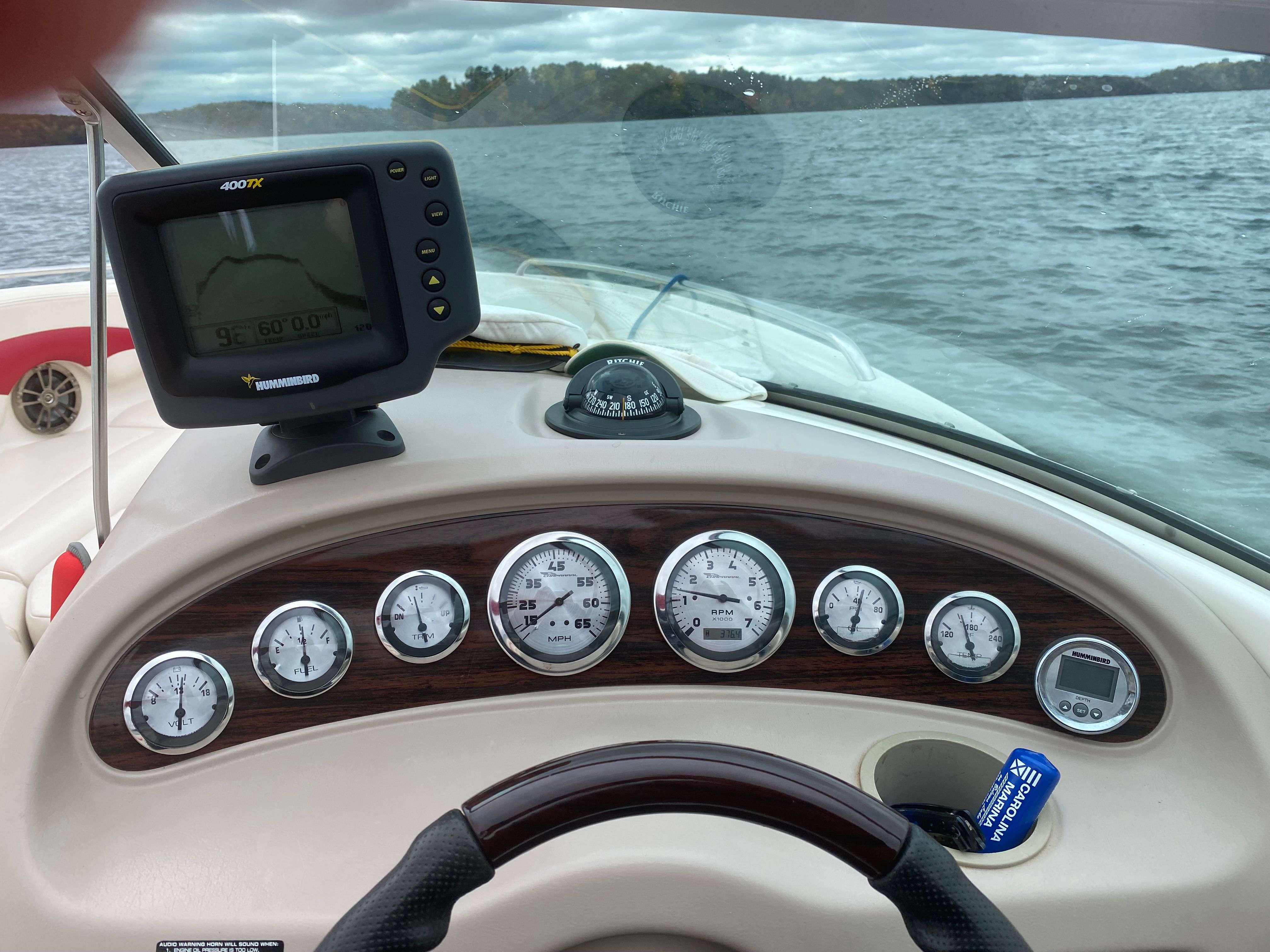 Dashboard of a Chaparral 230 SSi boat on water.