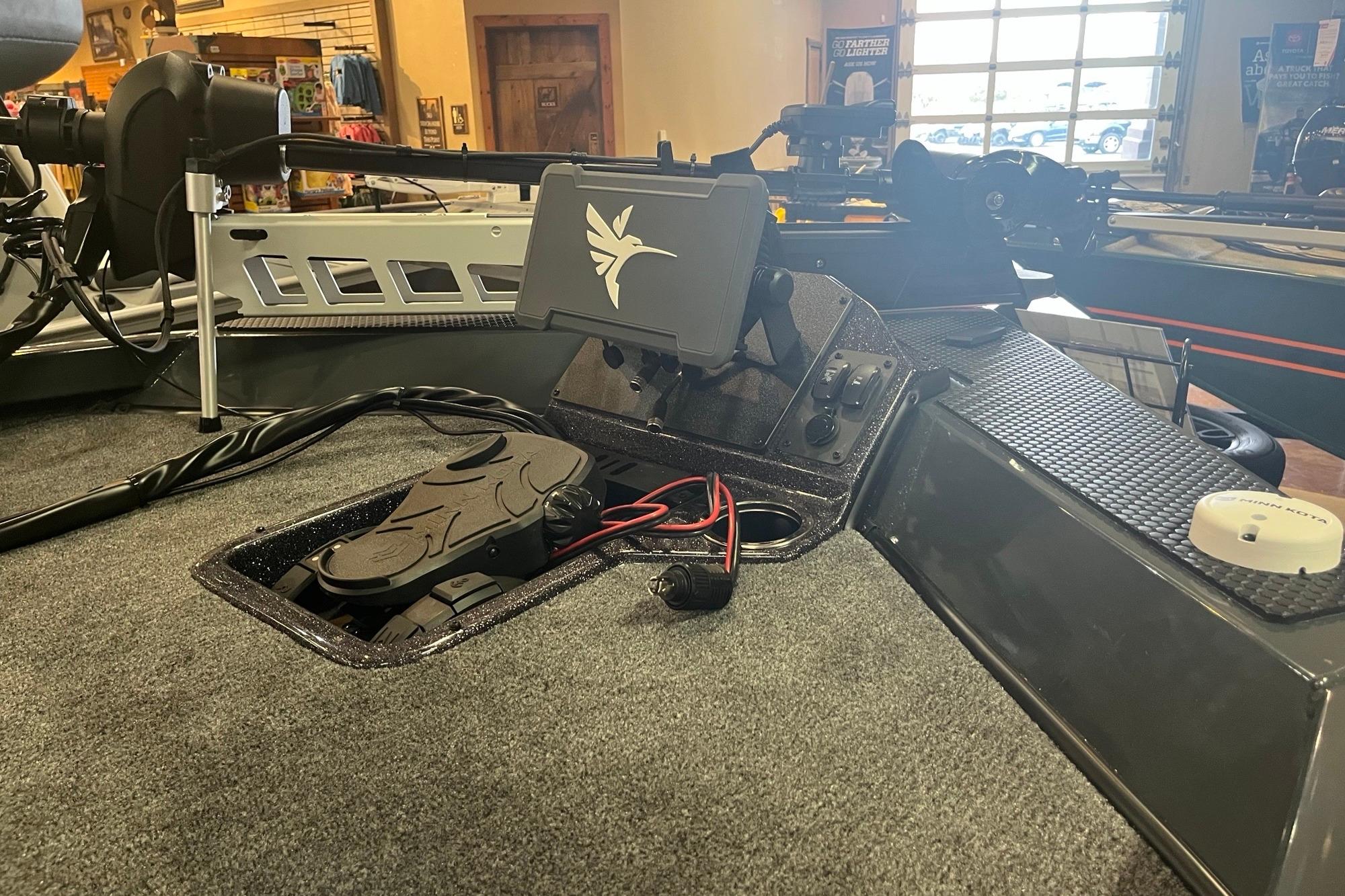 2026 Ranger RT198P boat interior with control panel and foot pedal.