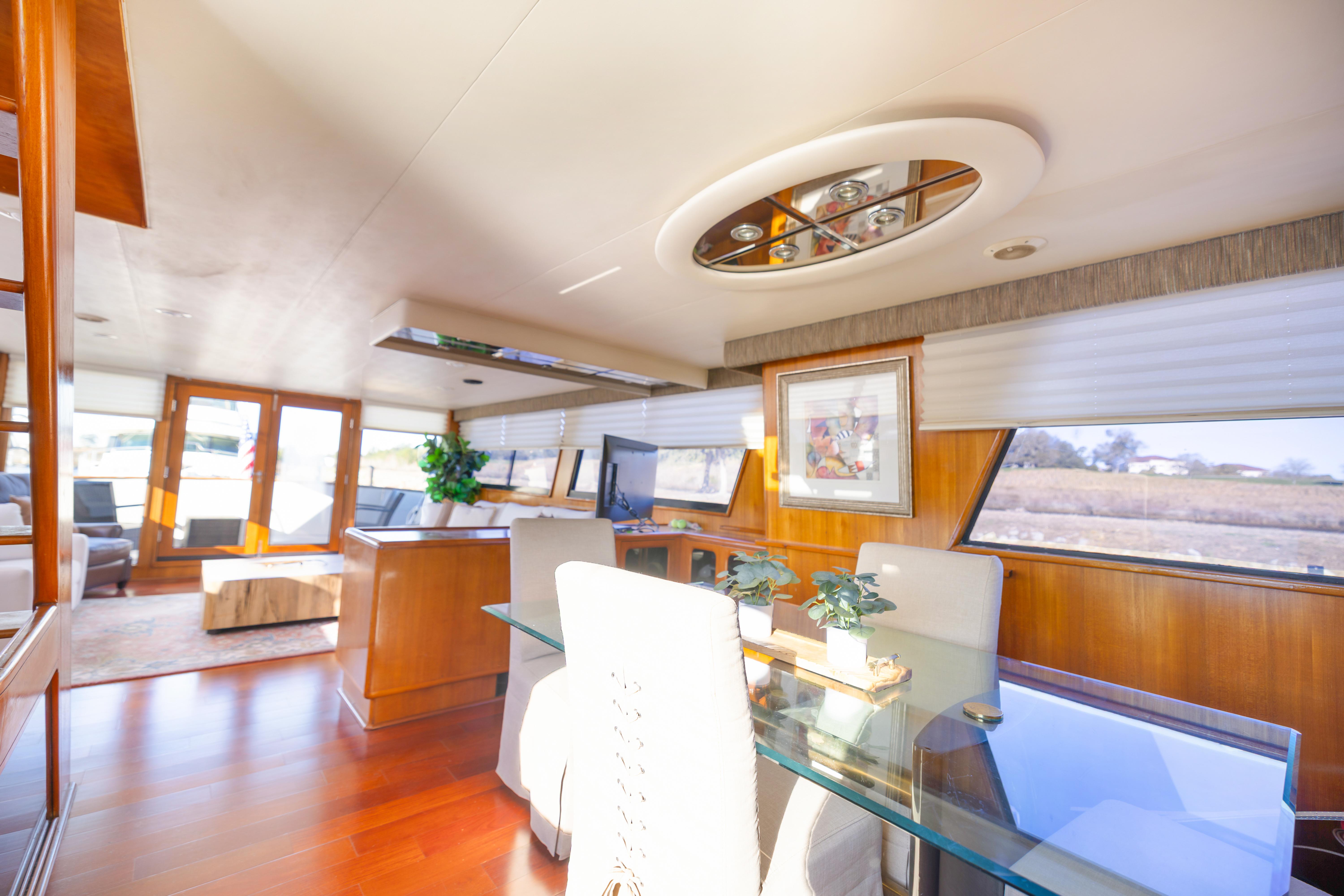 Luxurious interior of a 1989 Viking 63 Motor Yacht with elegant furnishings and decor.
