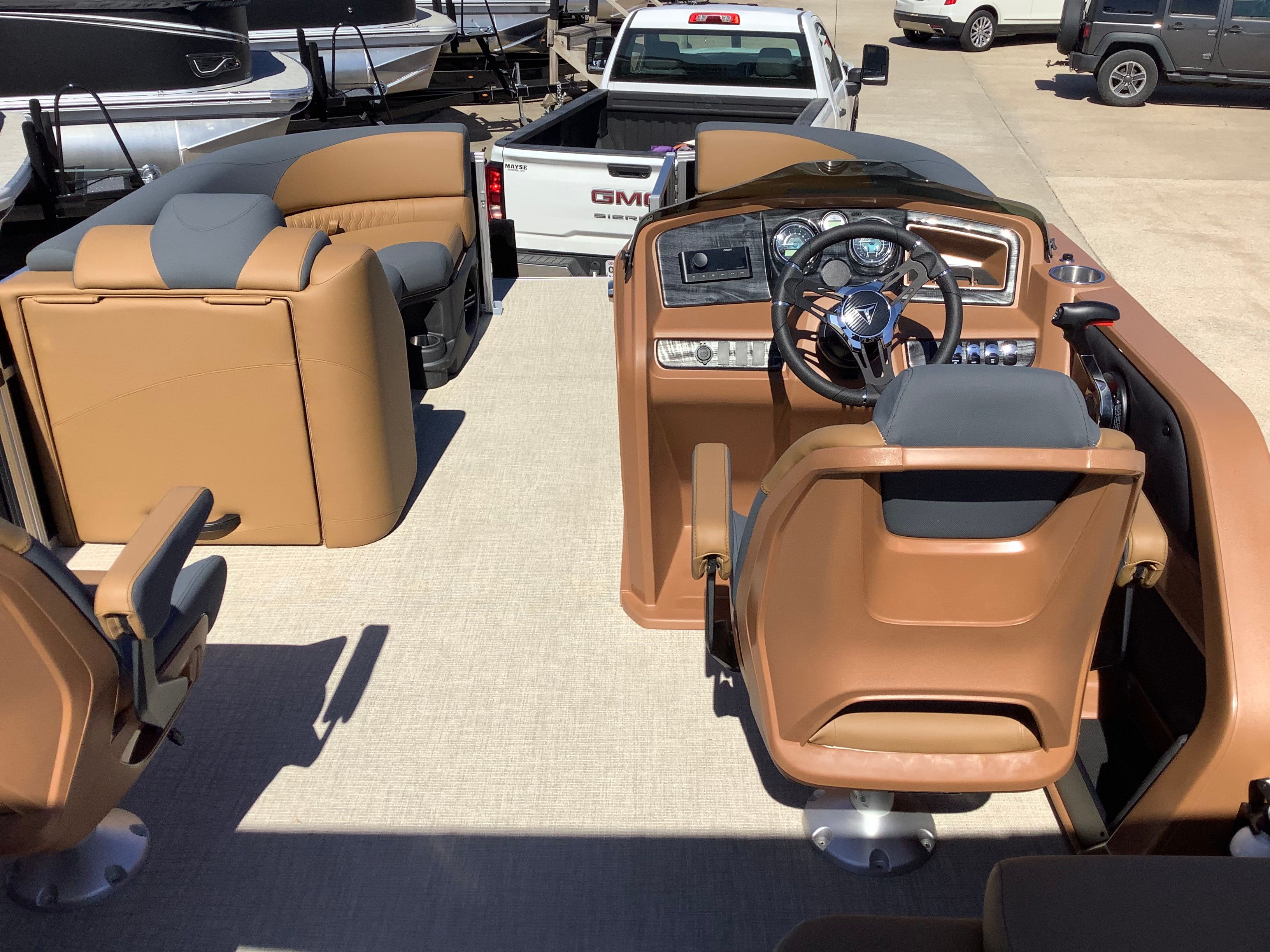Interior of 2026 Tahoe 2385 LTZ Quad Lounger Shift boat.
