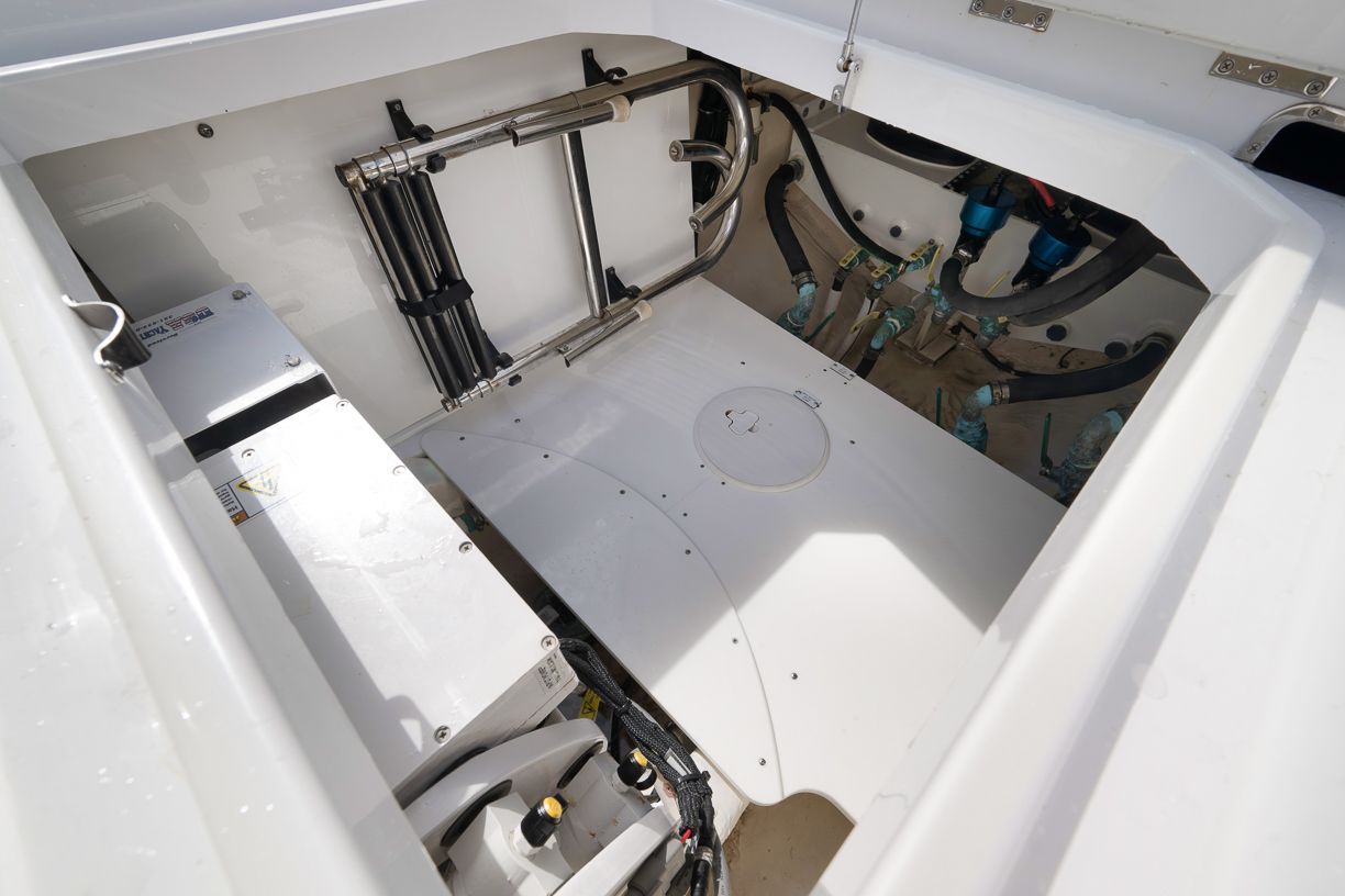 Interior of 2023 HCB 53 Suenos with technical components.