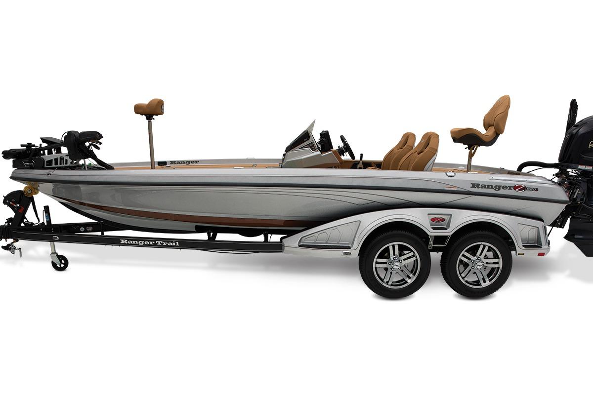 Manufacturer Provided Image: 2026 Ranger Z520R Ultra fishing boat with trailer, side view, sleek design.
