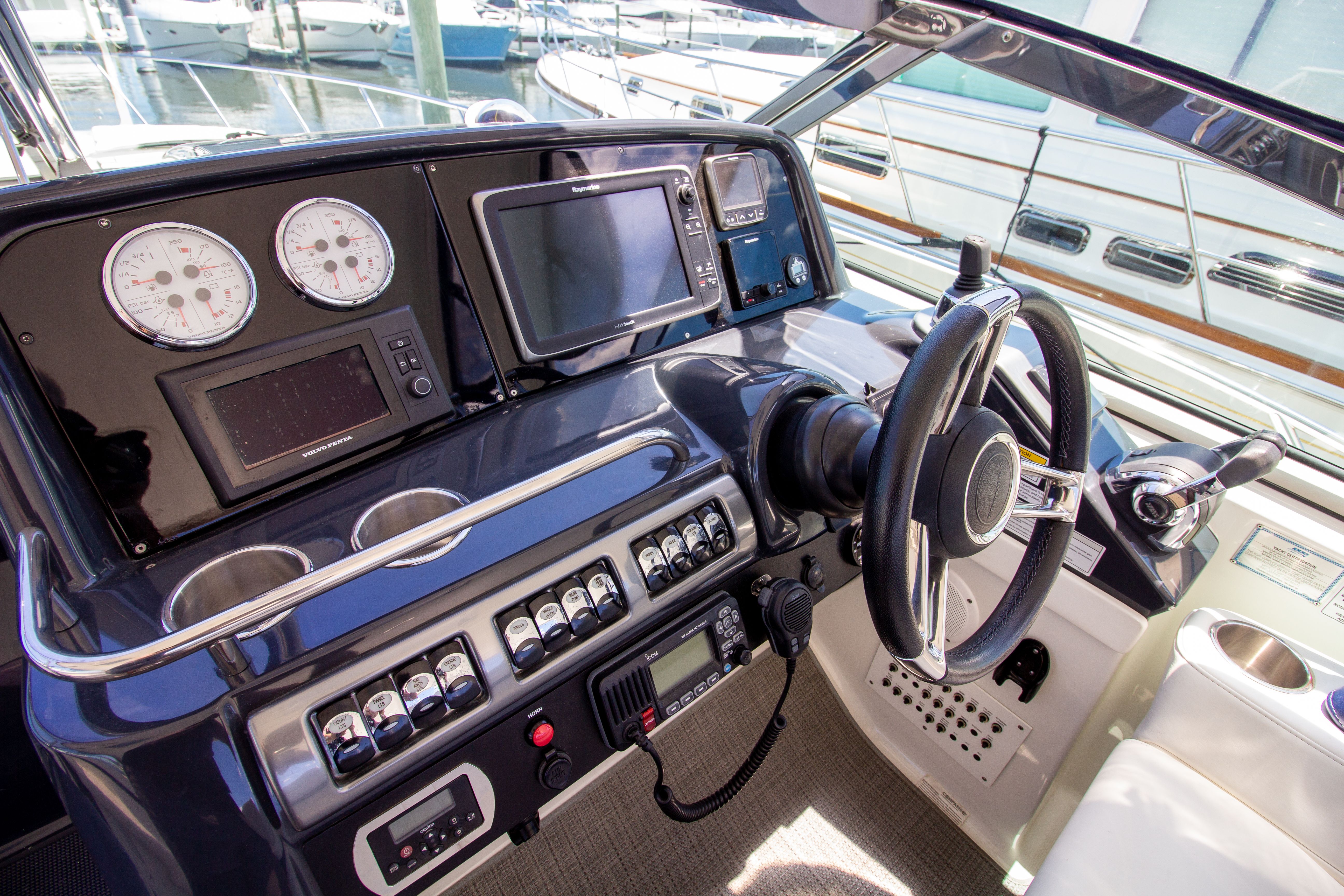 Cockpit of a 2016 Formula 40 Performance Cruiser with modern controls.