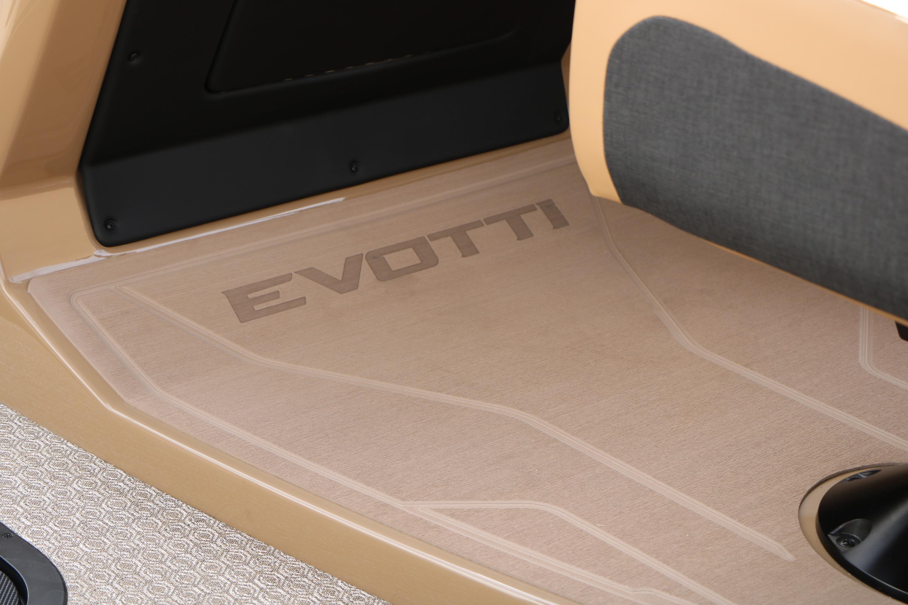 Floor of 2026 Evotti 523CS with logo, beige interior design.