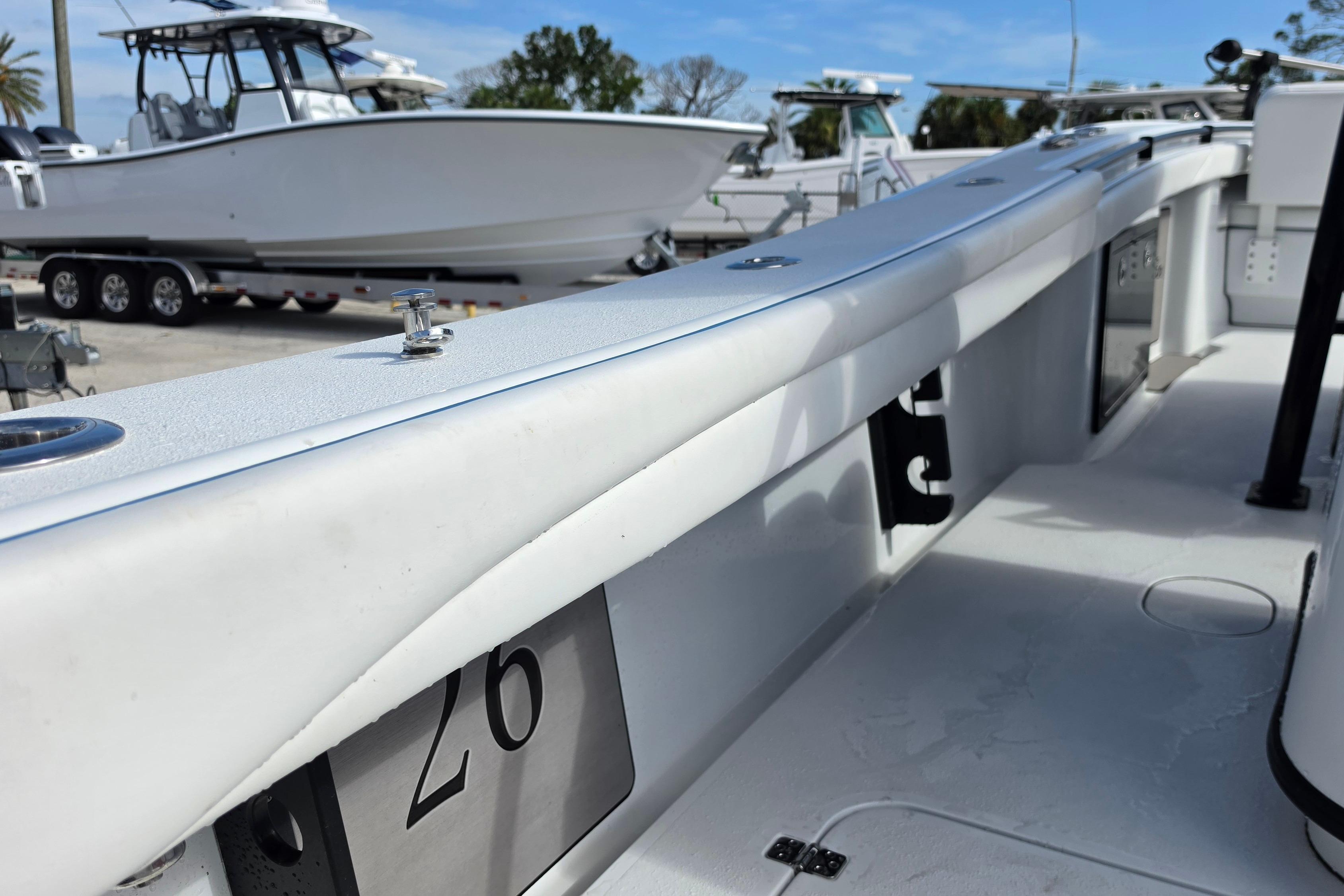 2025 Yellowfin 26 Hybrid boat interior with sleek design and modern features.
